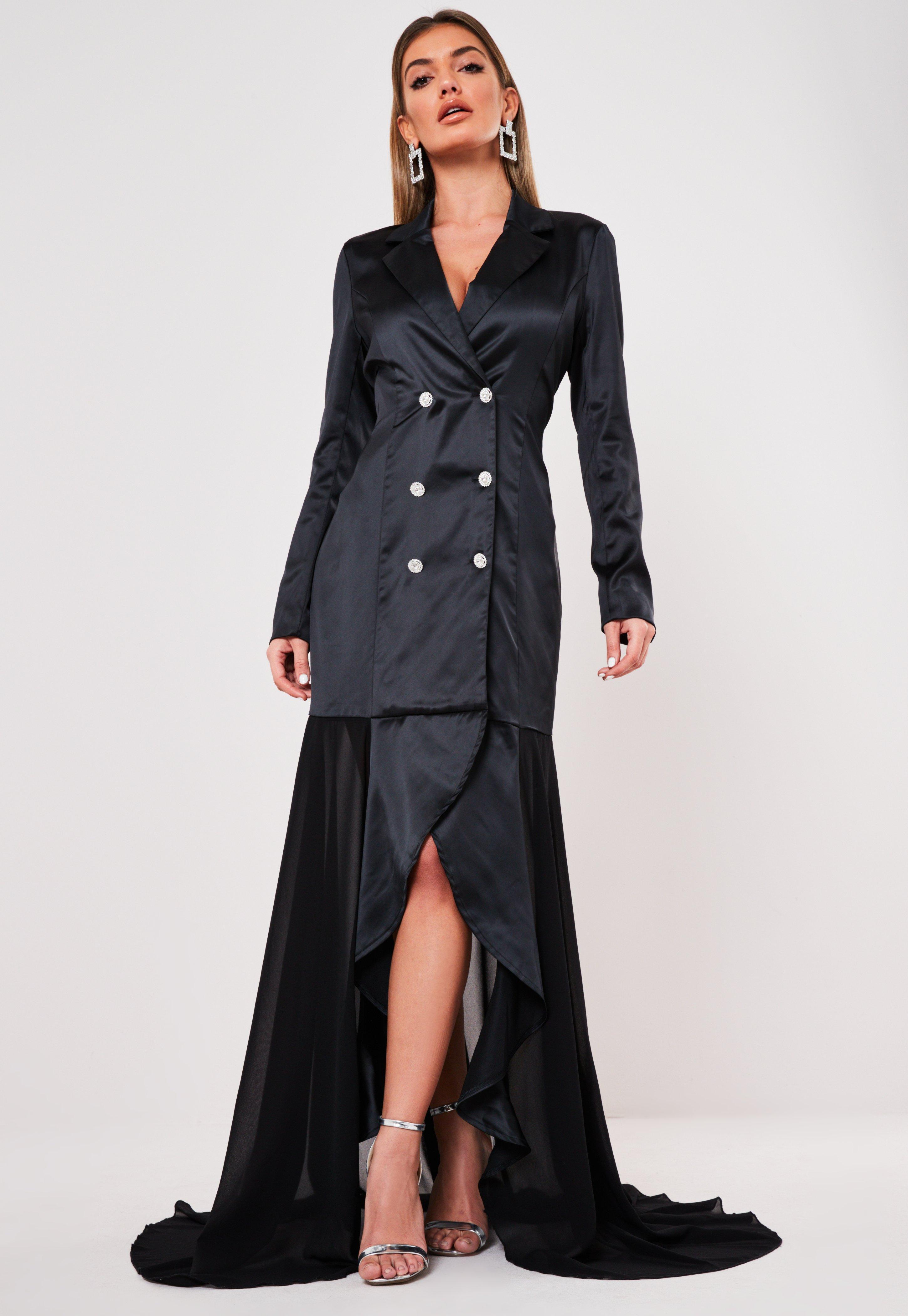 black satin blazer dress