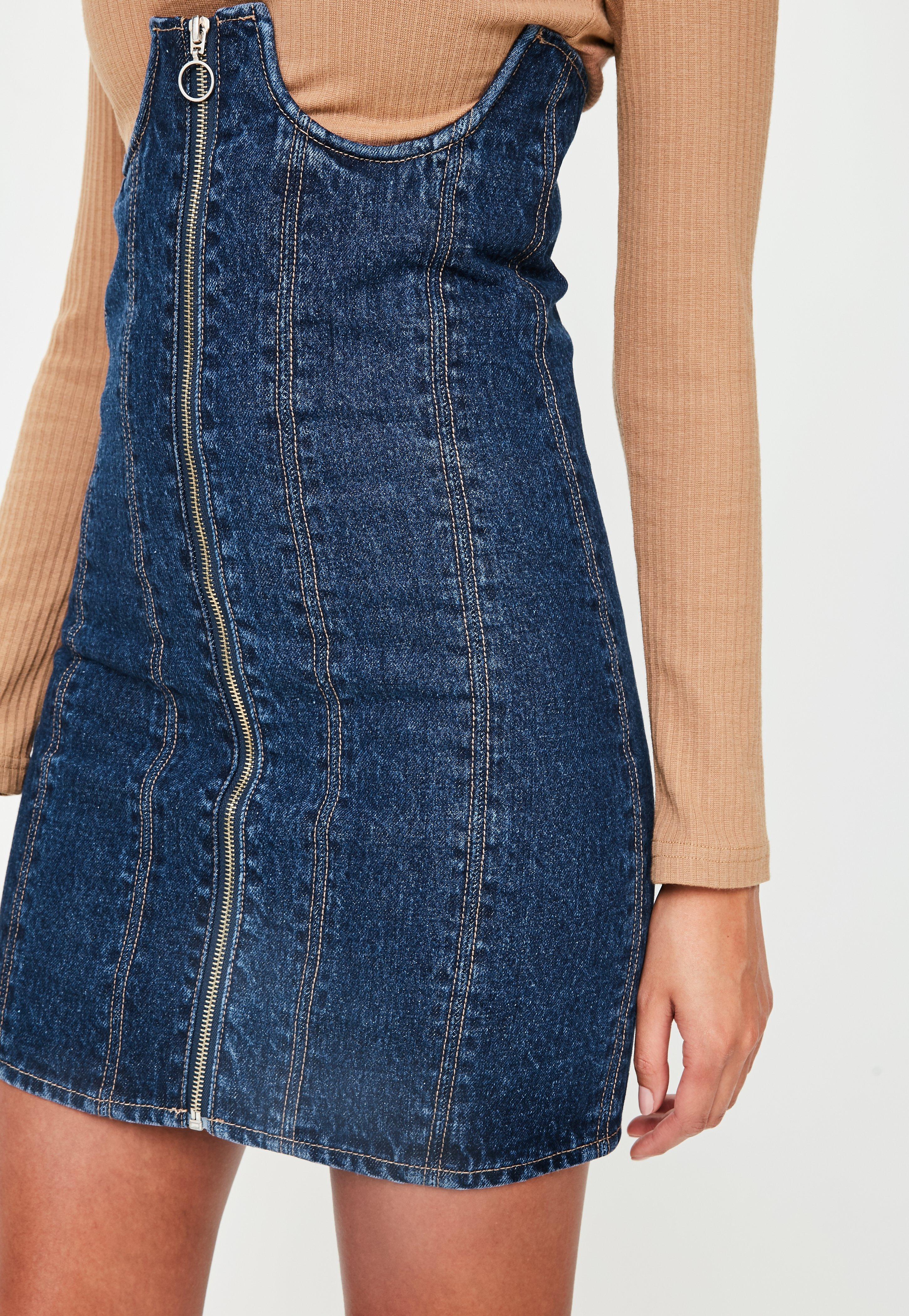 Missguided Blue Denim Zip Corset Dress Lyst