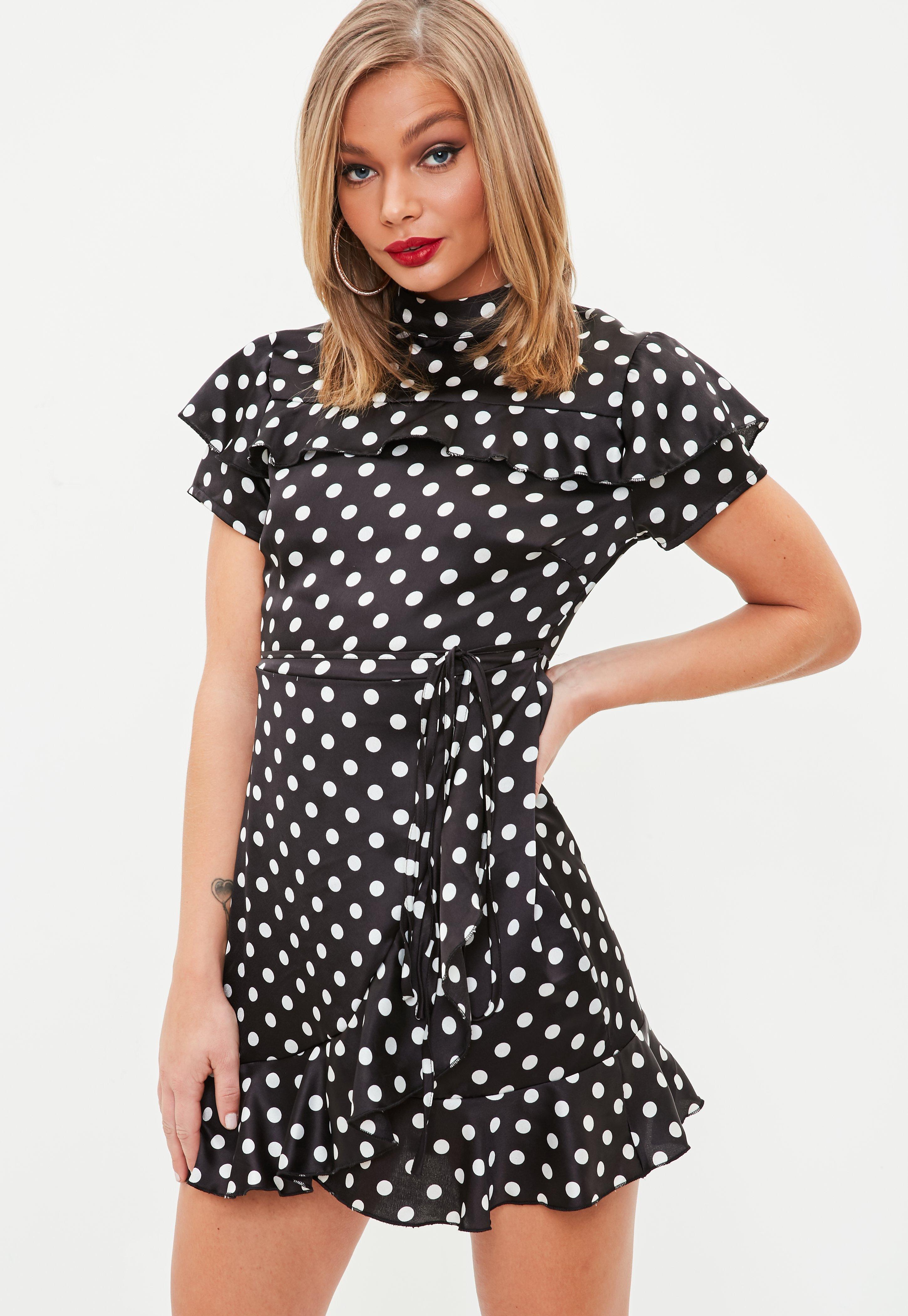 Black dress polka dots
