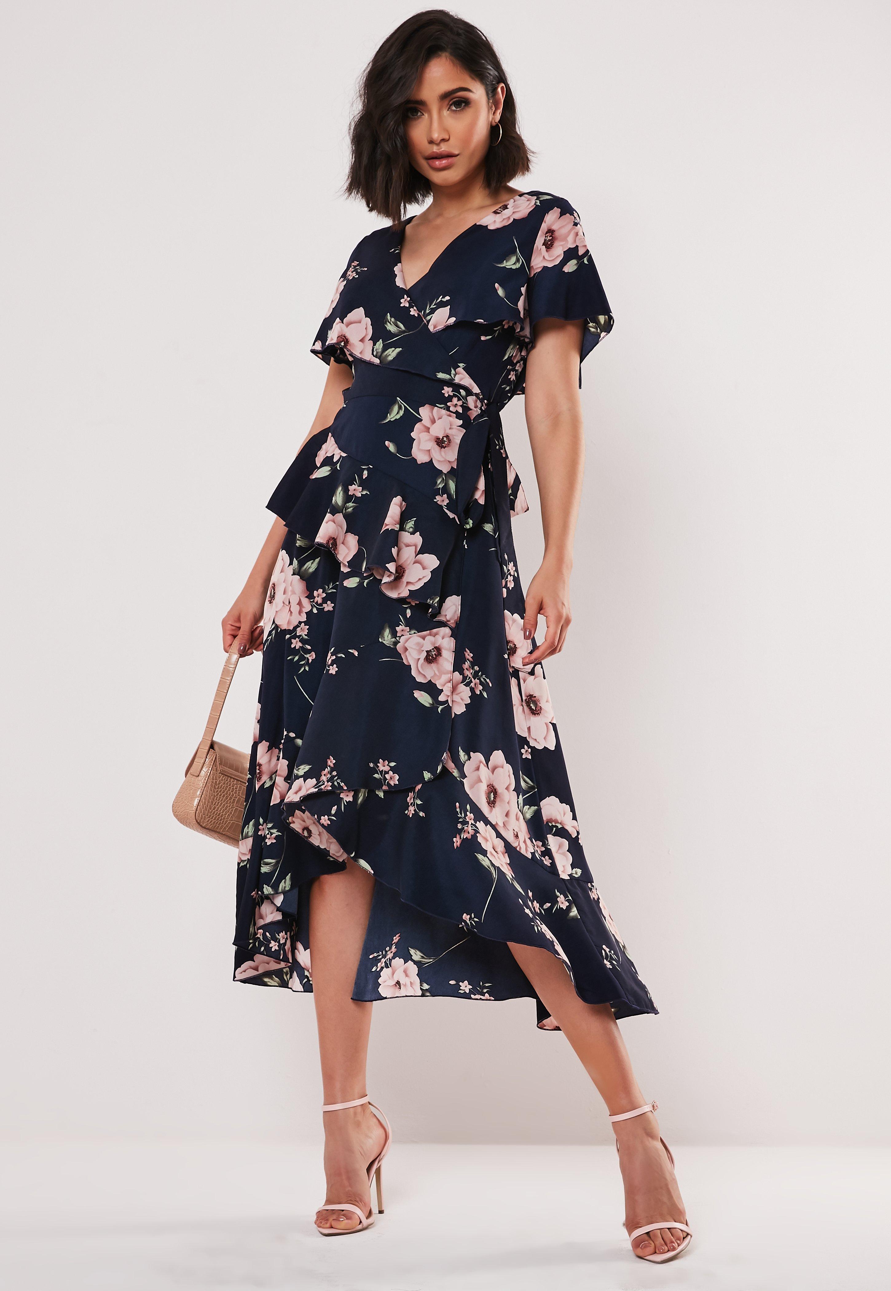 Buy missguided navy wrap dress> OFF-63%