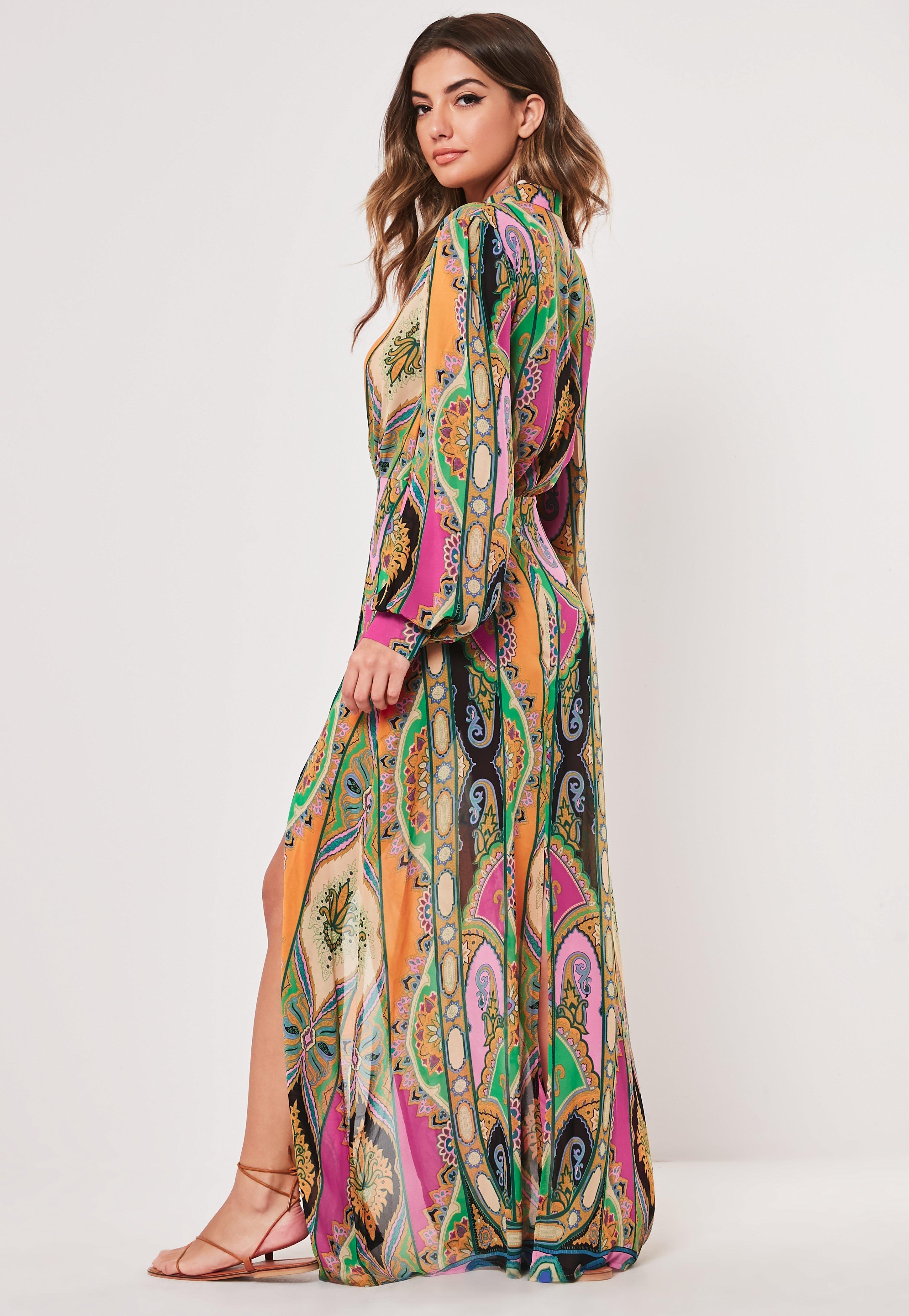 under wraps pink paisley print chiffon maxi dress