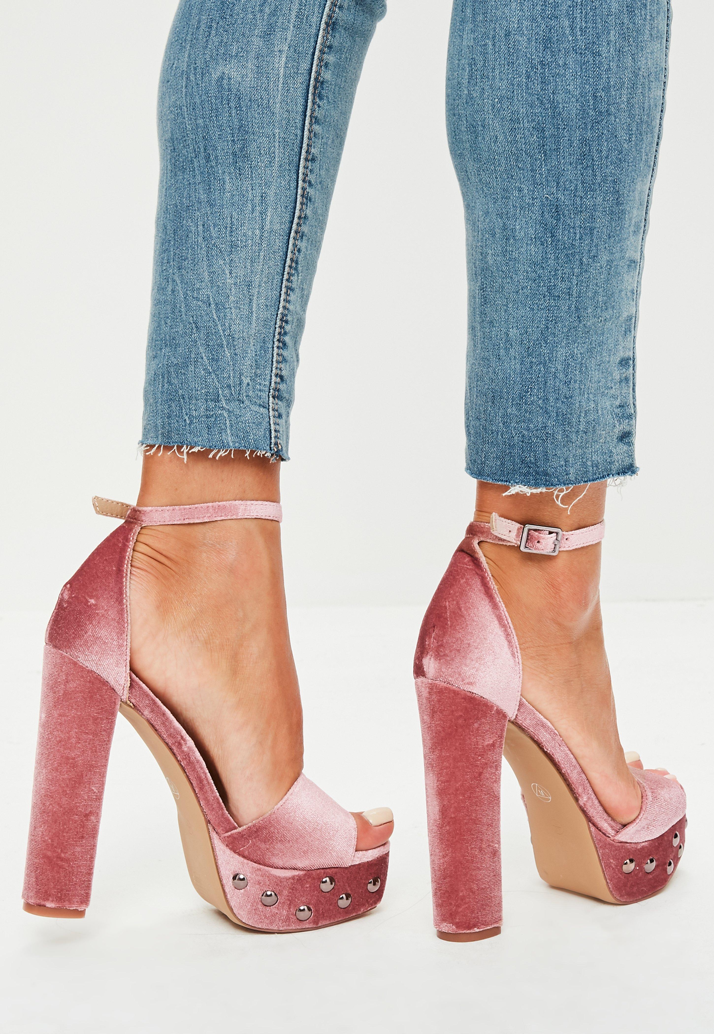 Missguided Pink Velvet Platform Sandals Lyst