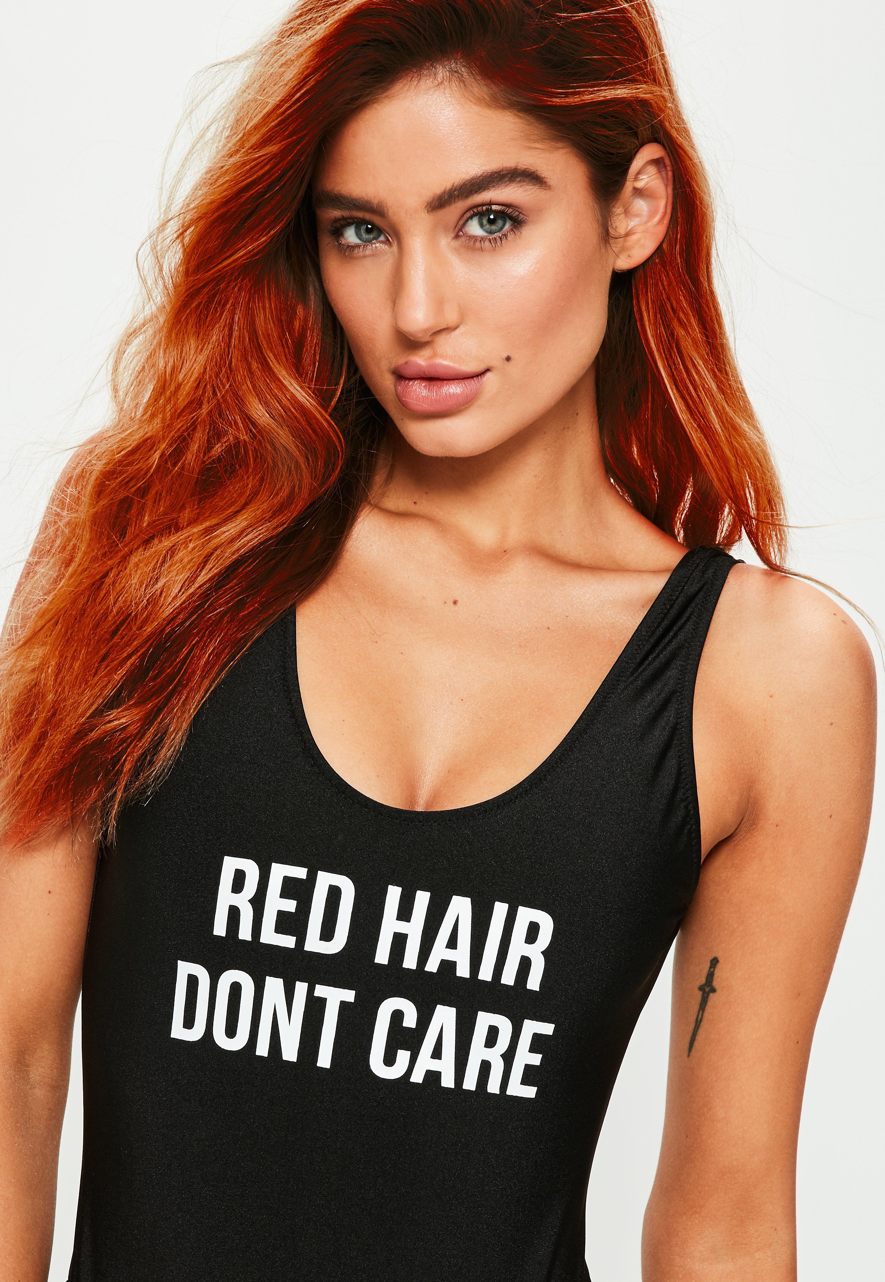 Missguided Black Red Hair Don T Care Swimsuit Lyst