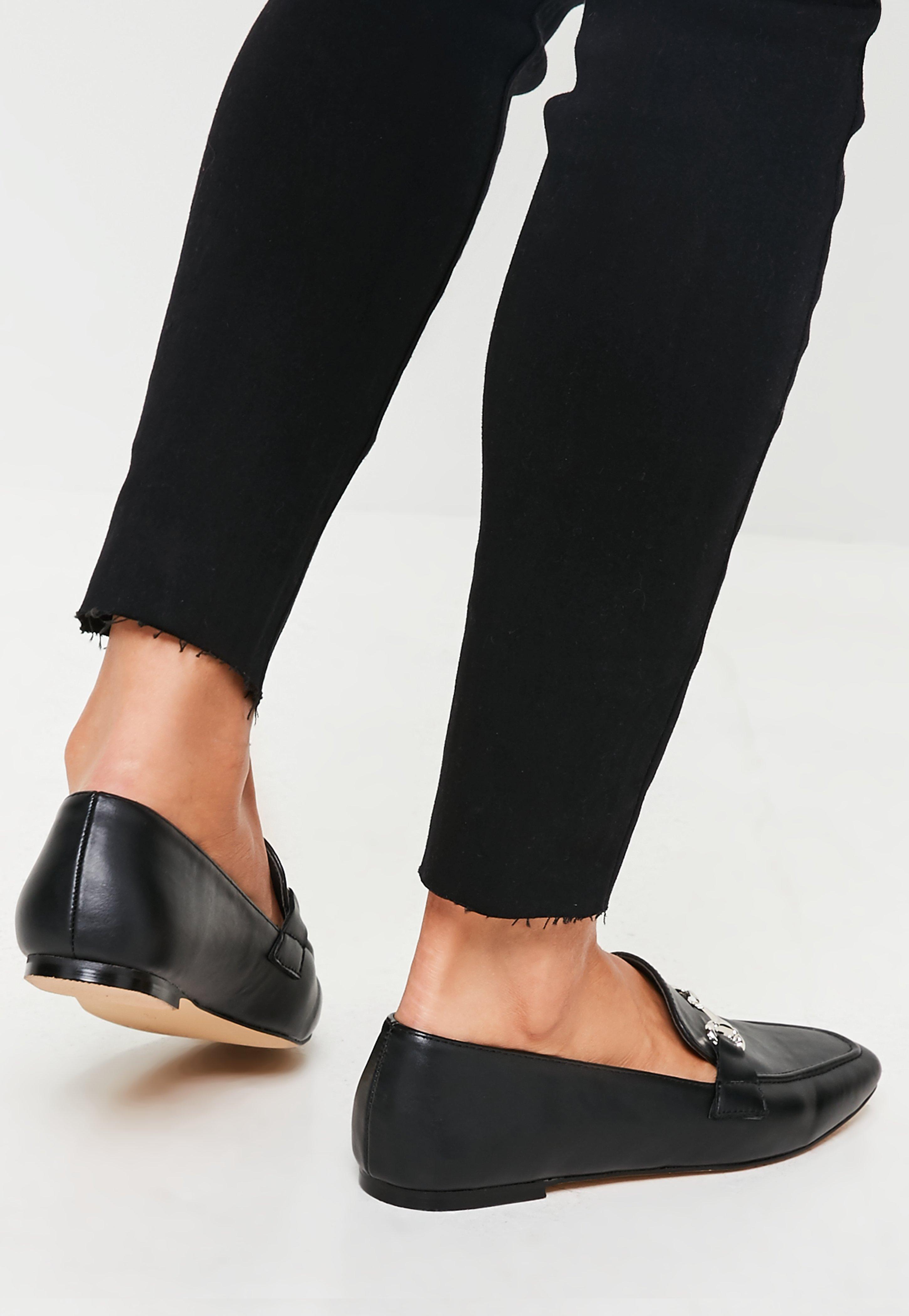 Missguided Black Buckle Loafers - Lyst