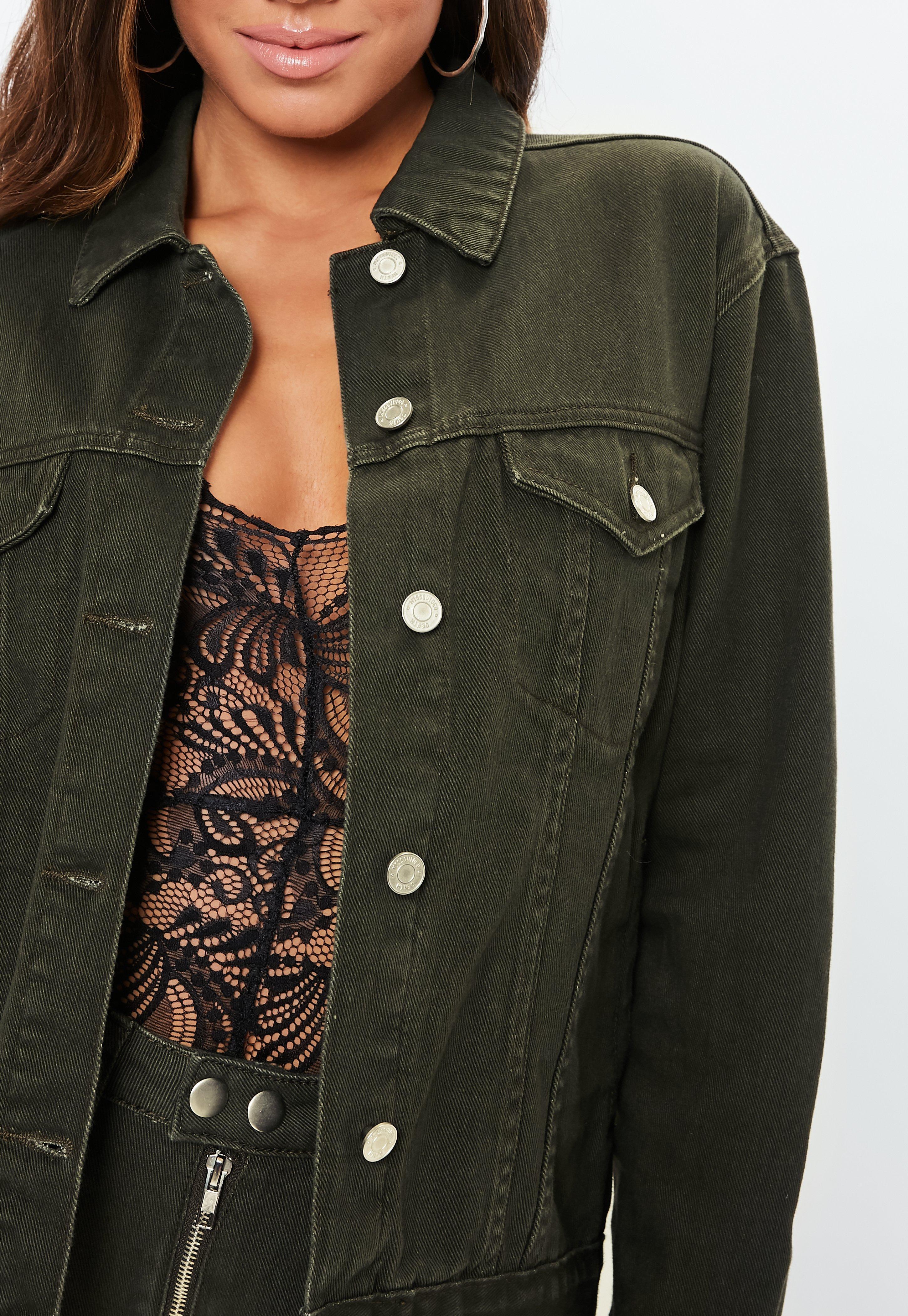 khaki oversized denim jacket