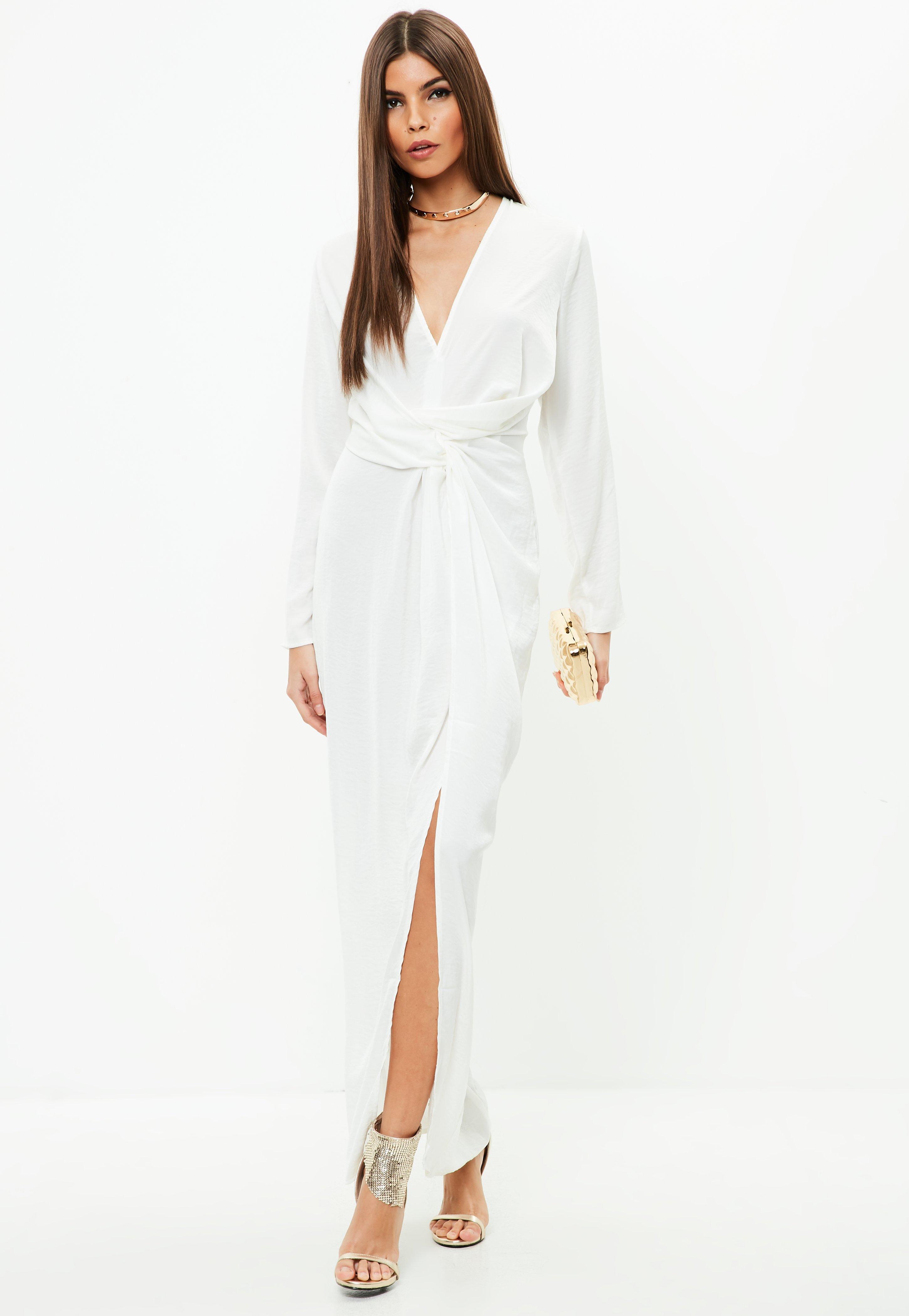 wrap front maxi dress