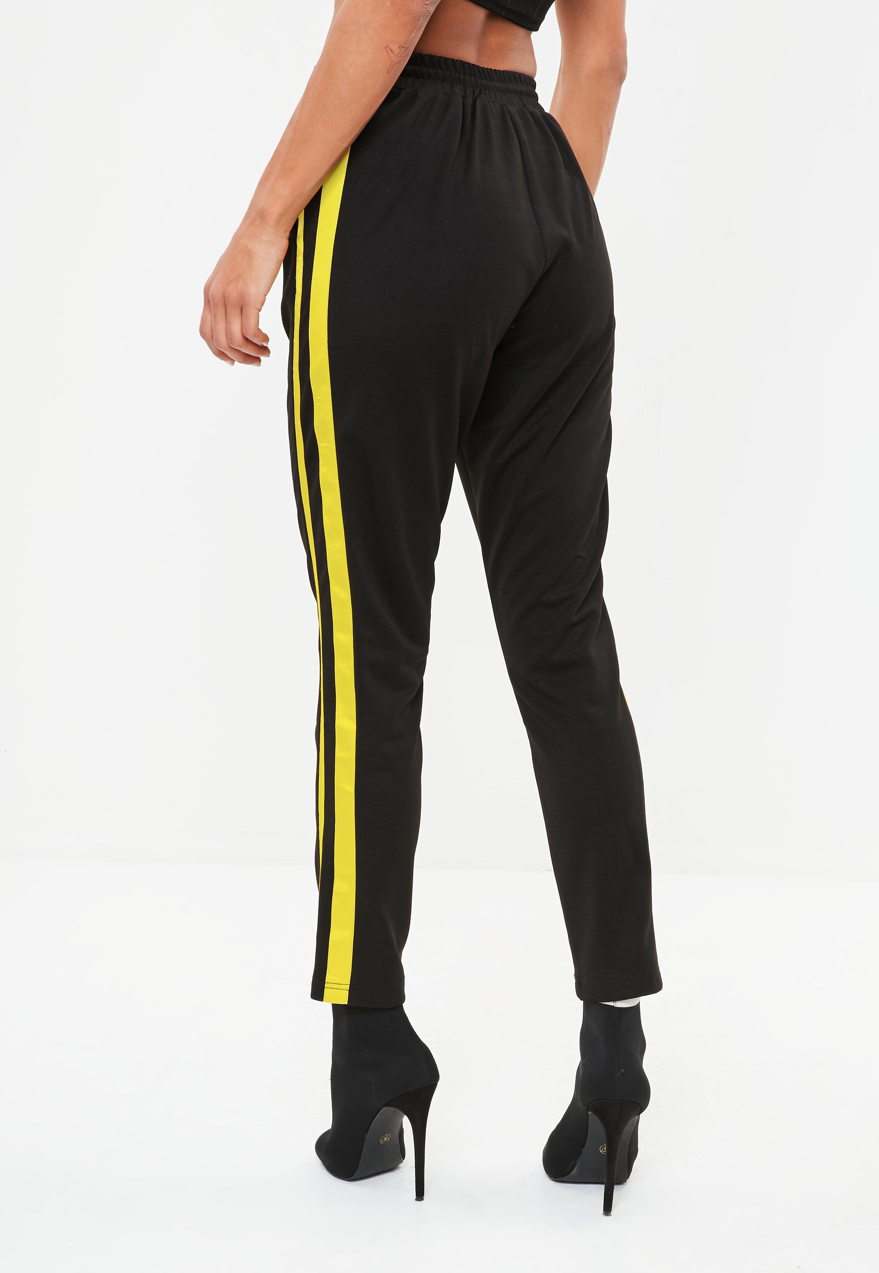 womens joggers with side stripe