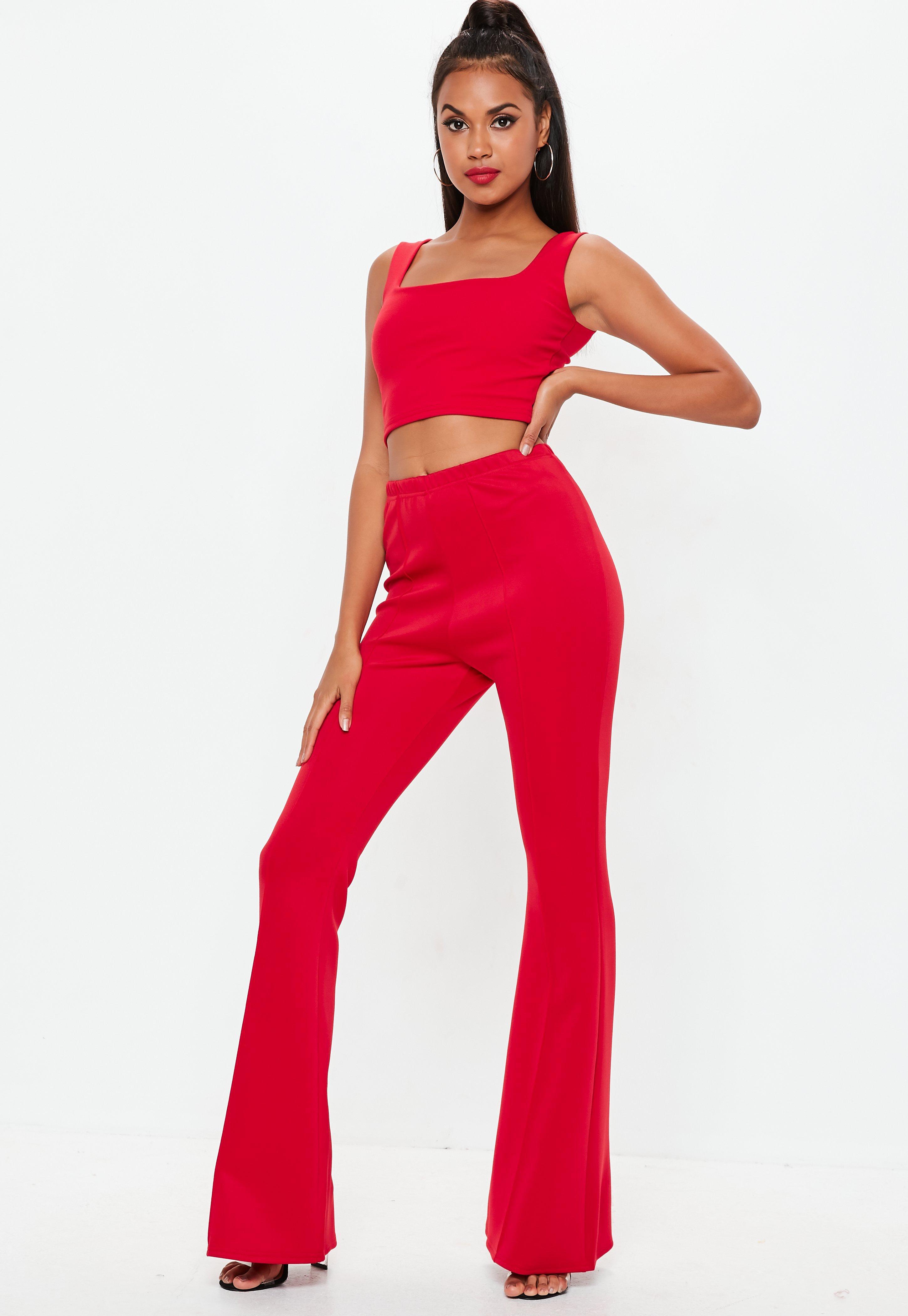 red flared pants