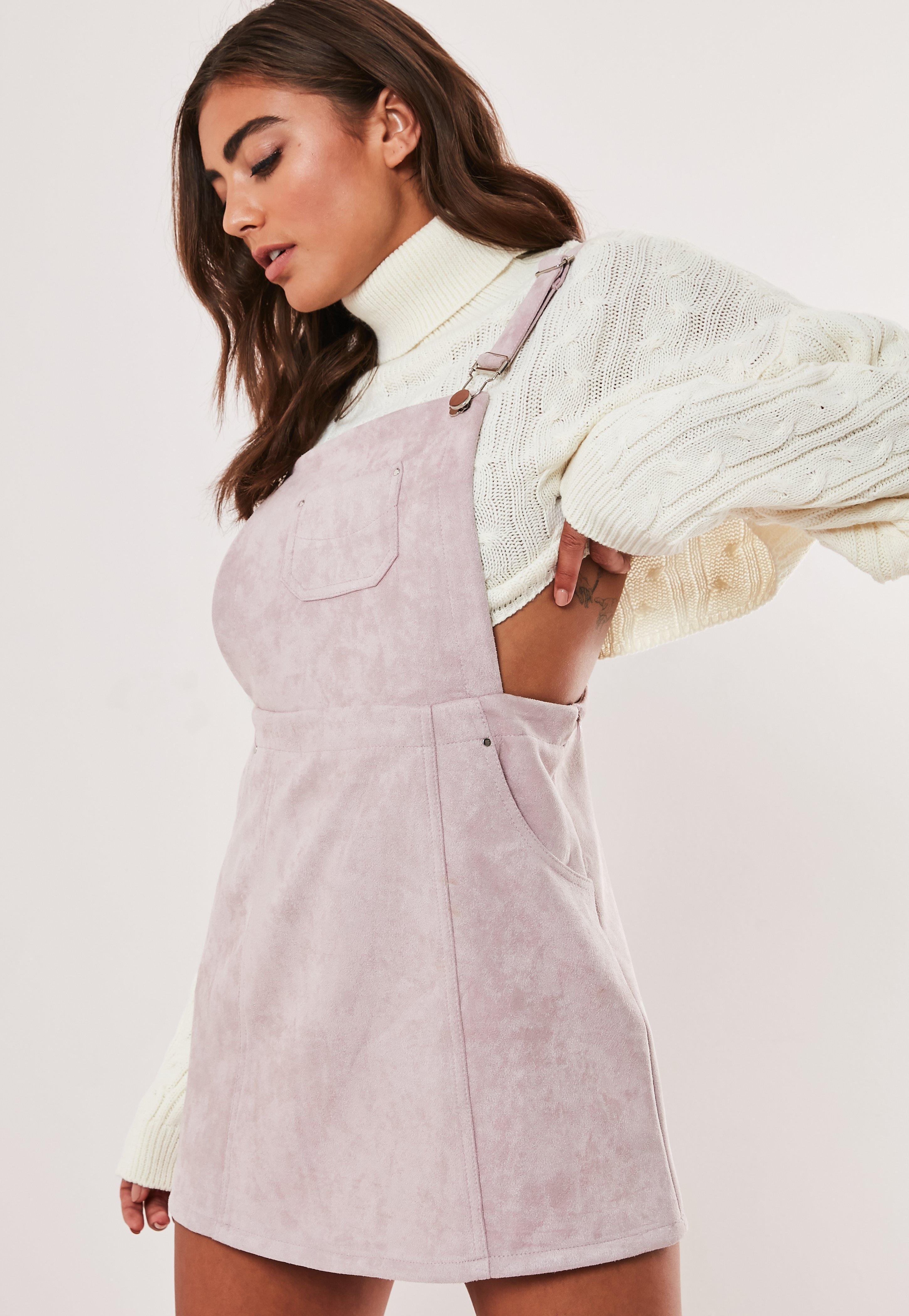 faux suede pinafore dress