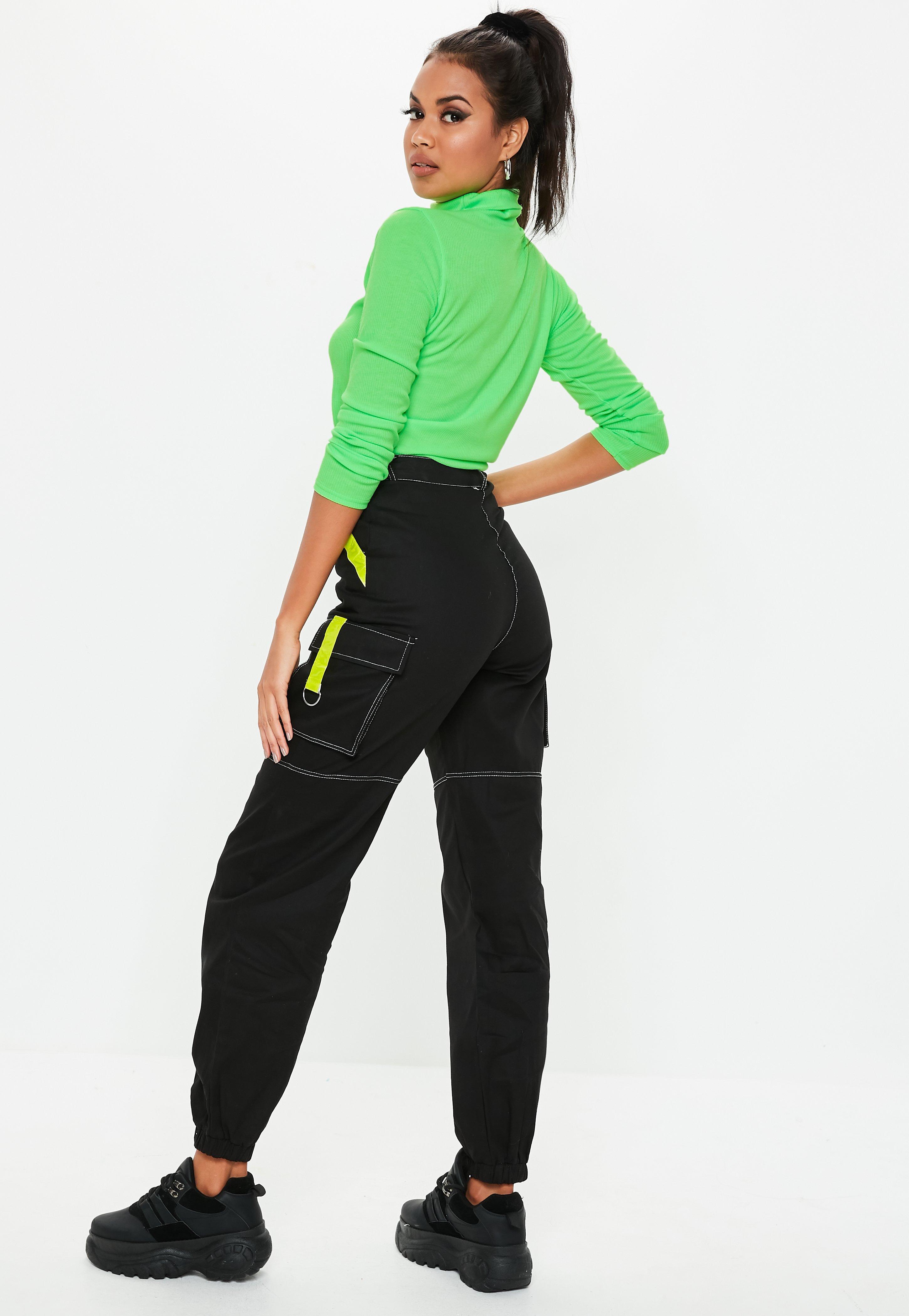 black and neon cargo pants