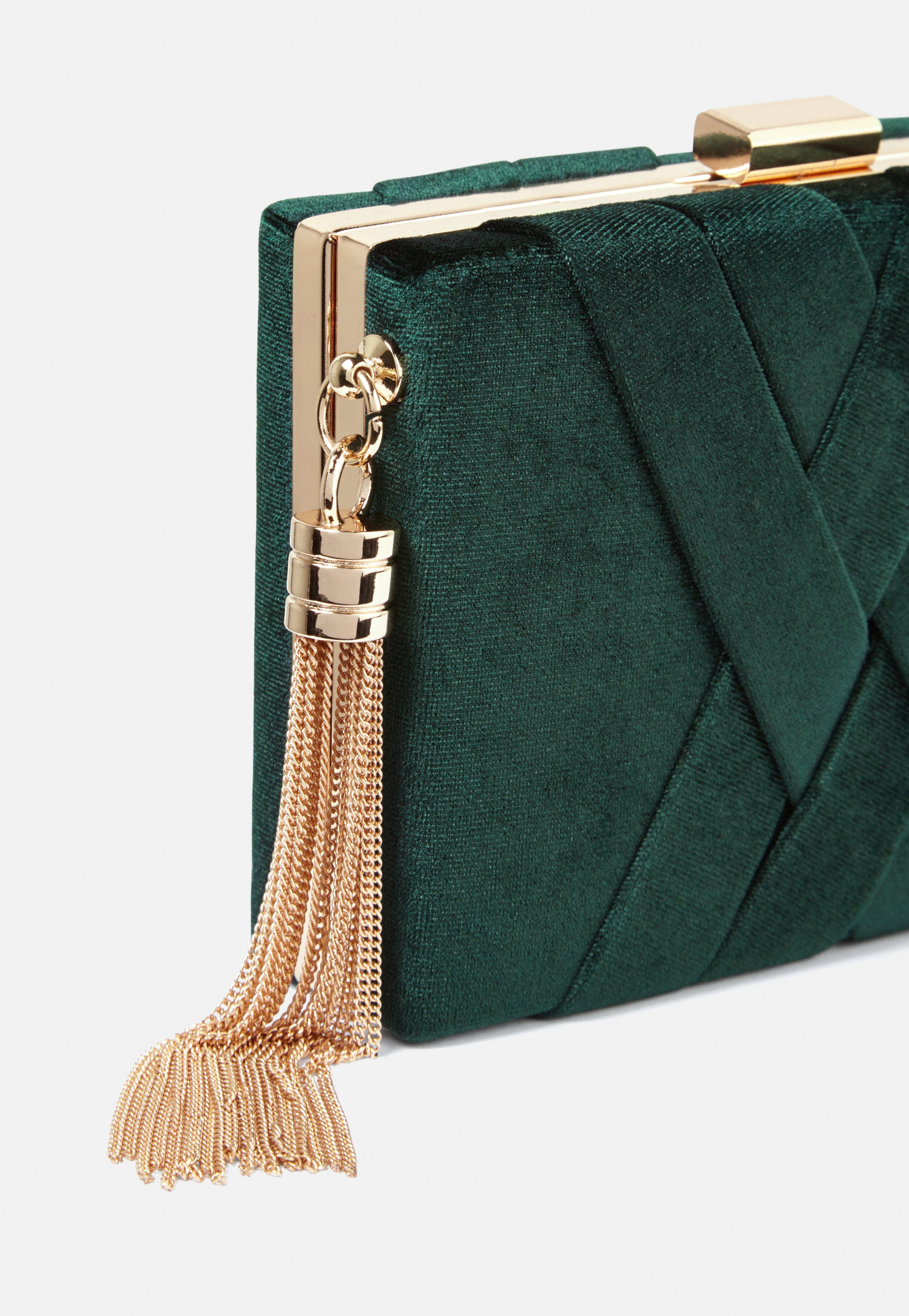 green velvet clutch bag