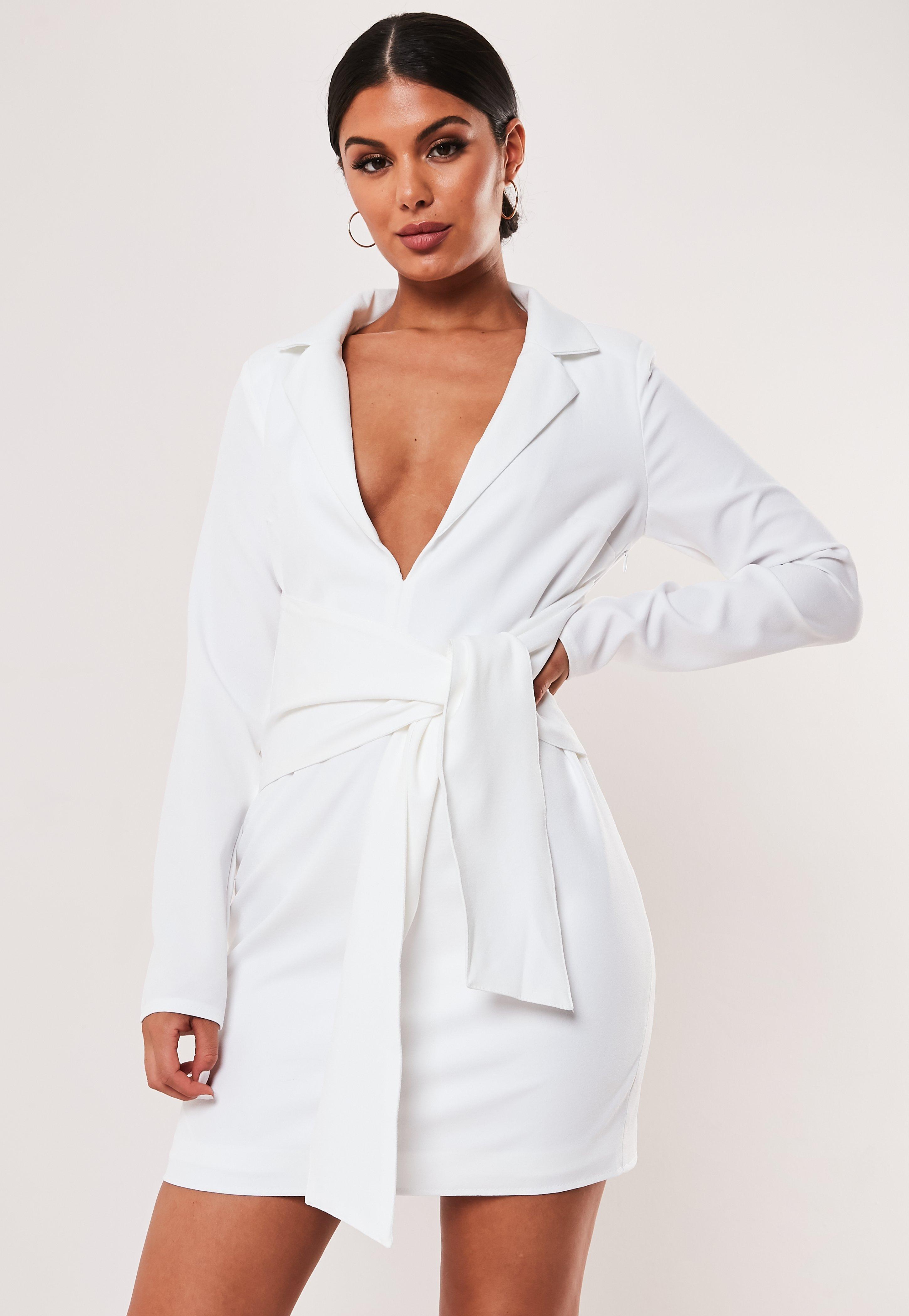 white tie front blazer