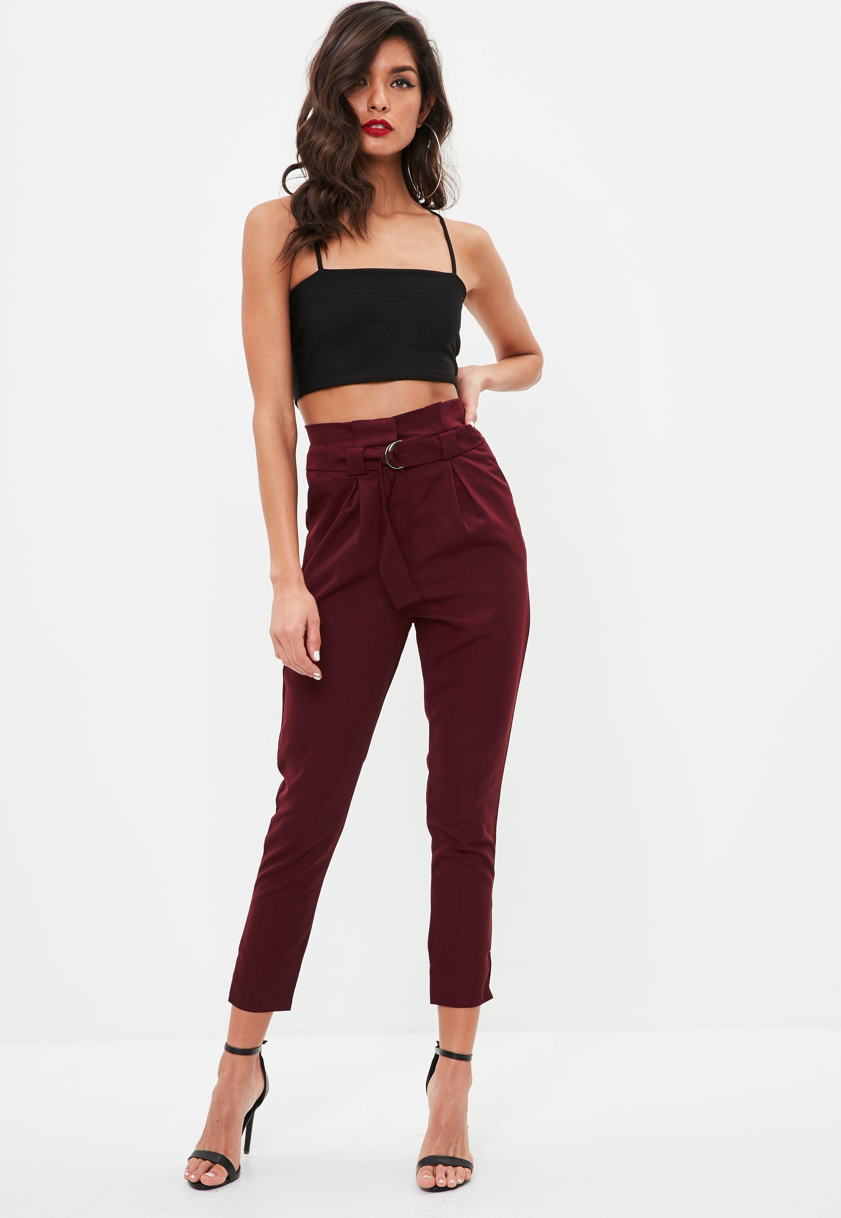 maroon cigarette pants