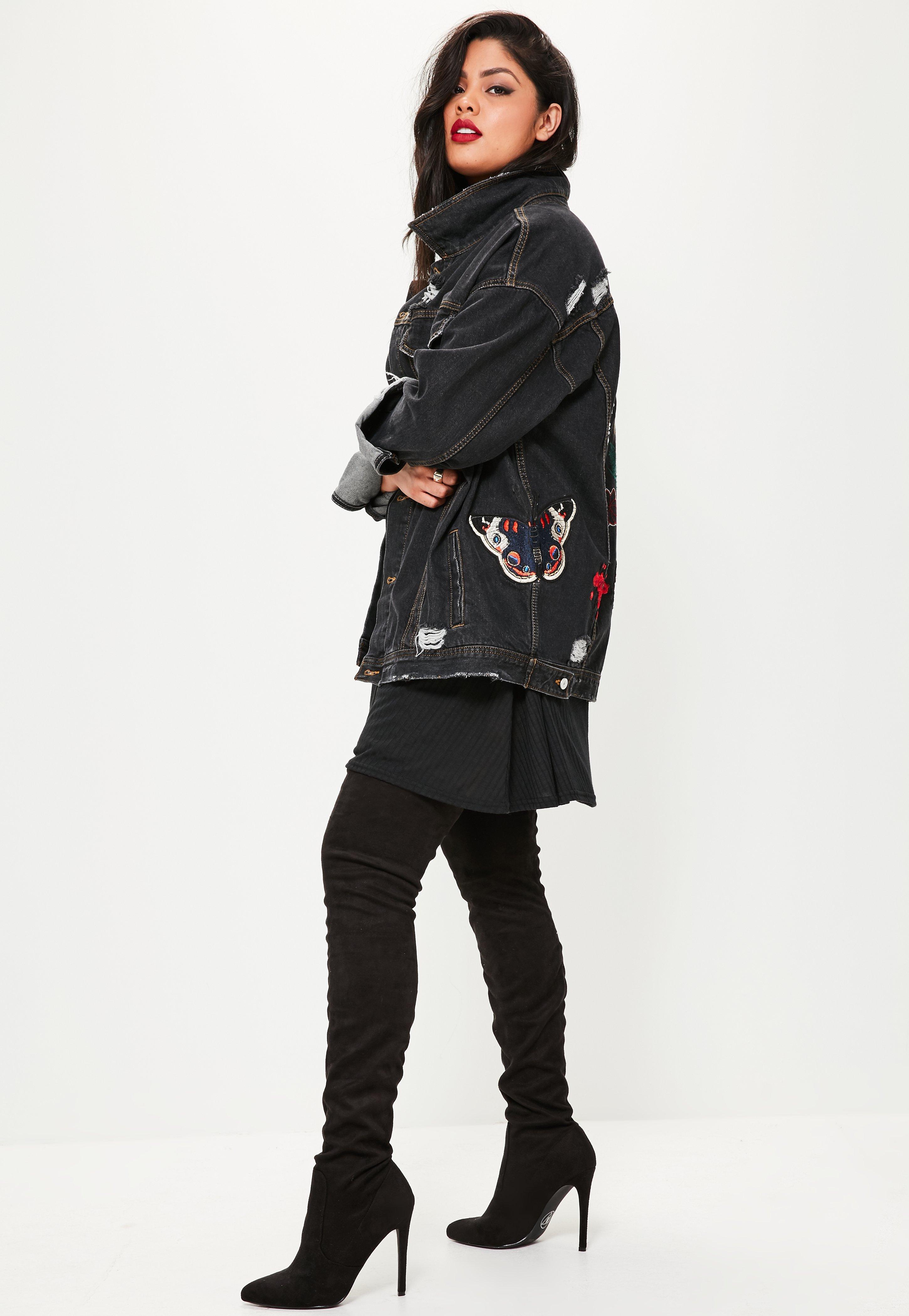 oversized black denim jacket plus size