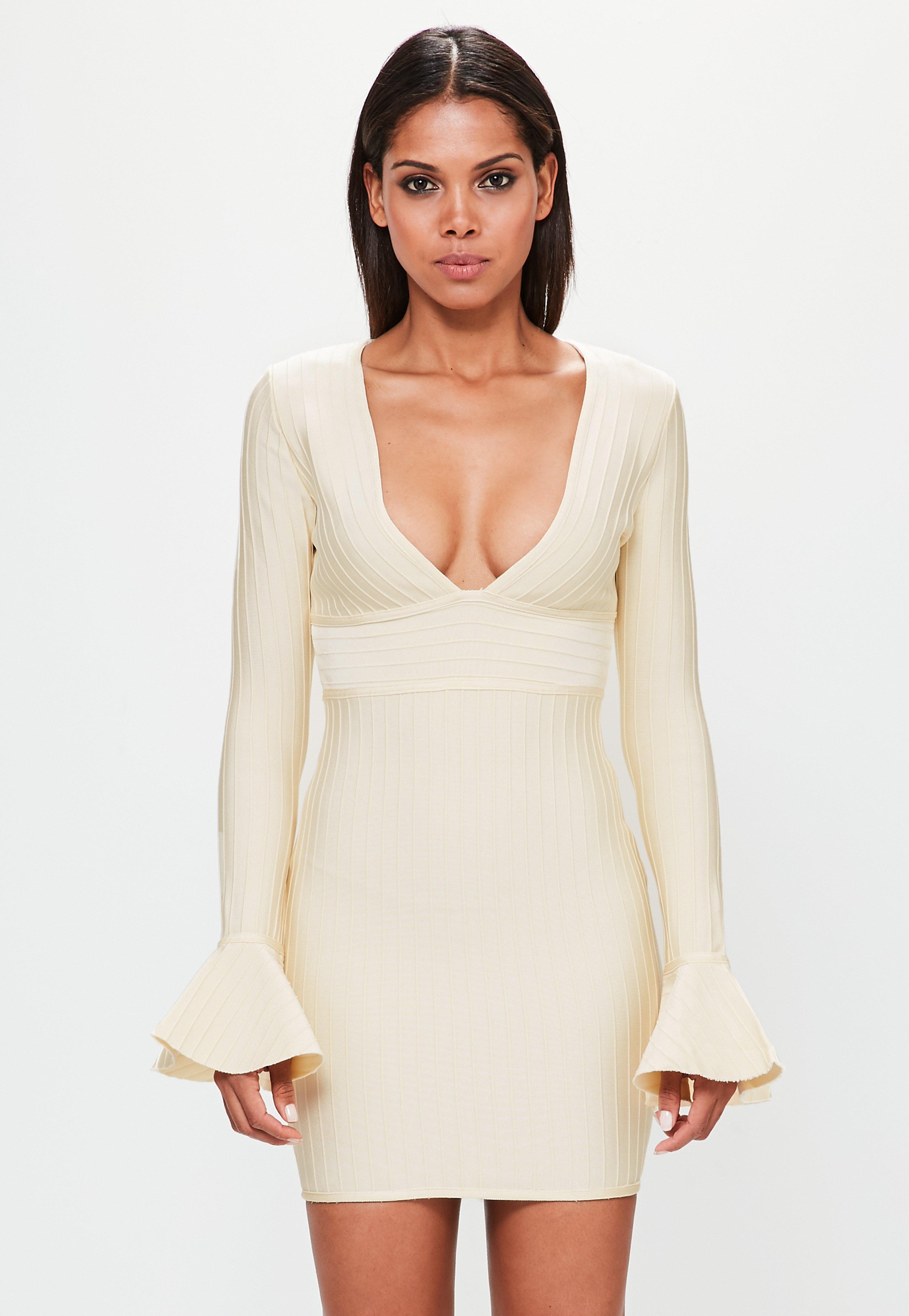 cream bandage dress