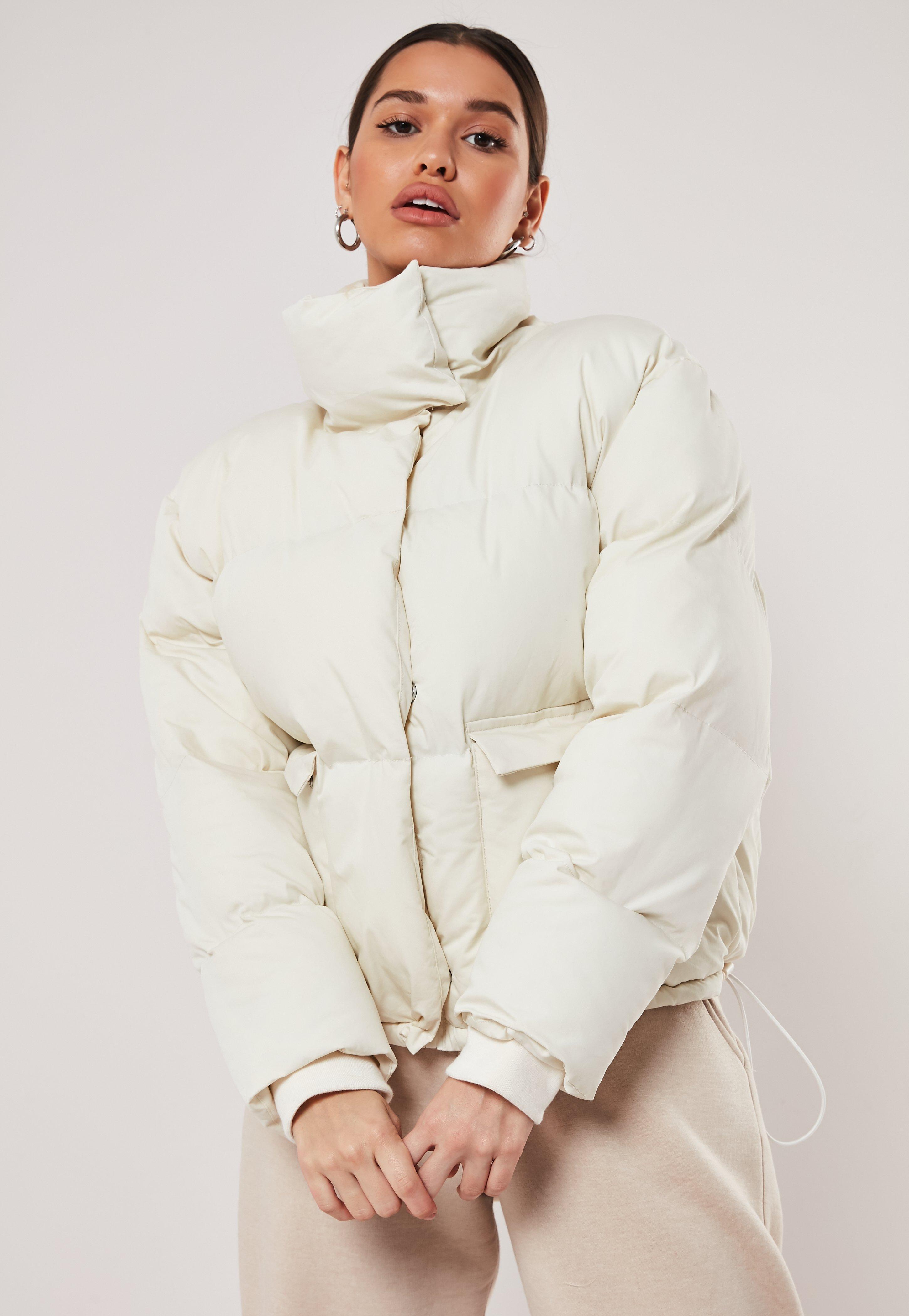 cream white puffer coat
