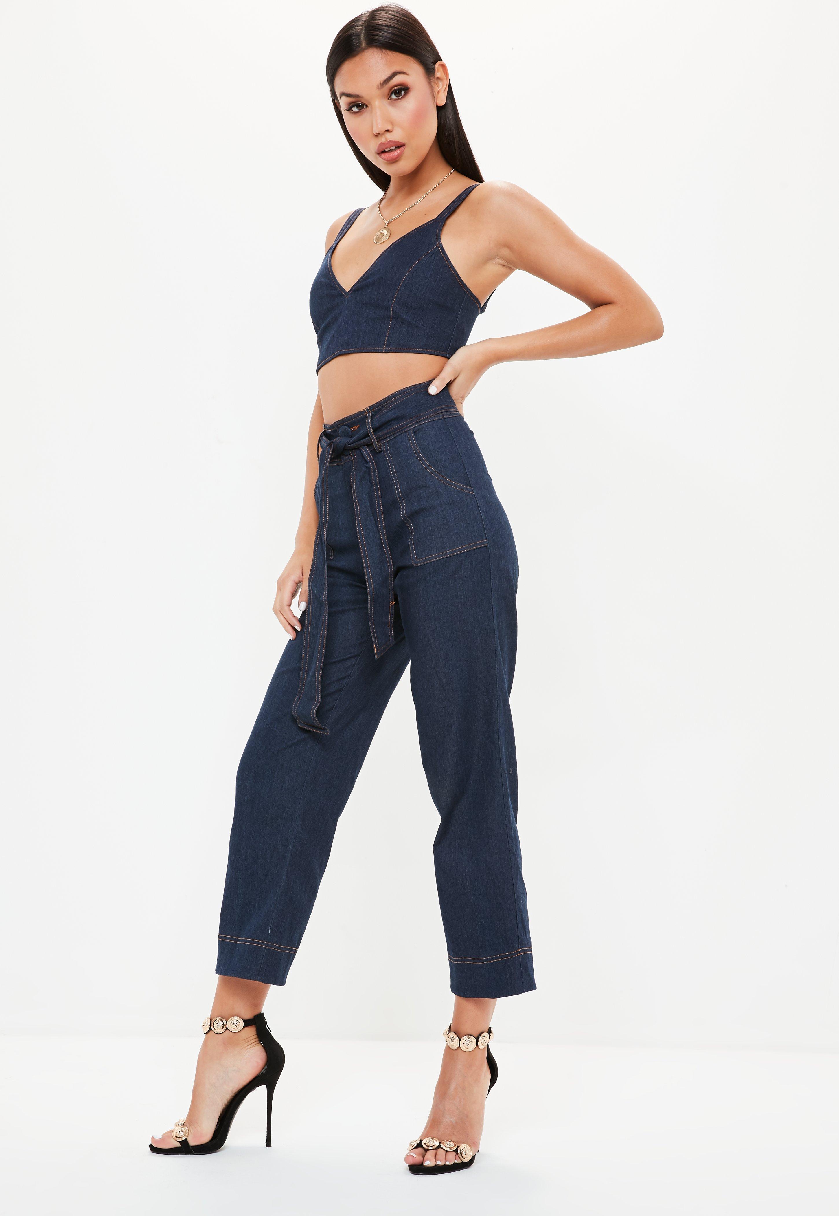 Contrast stitch blue jeans Clearance