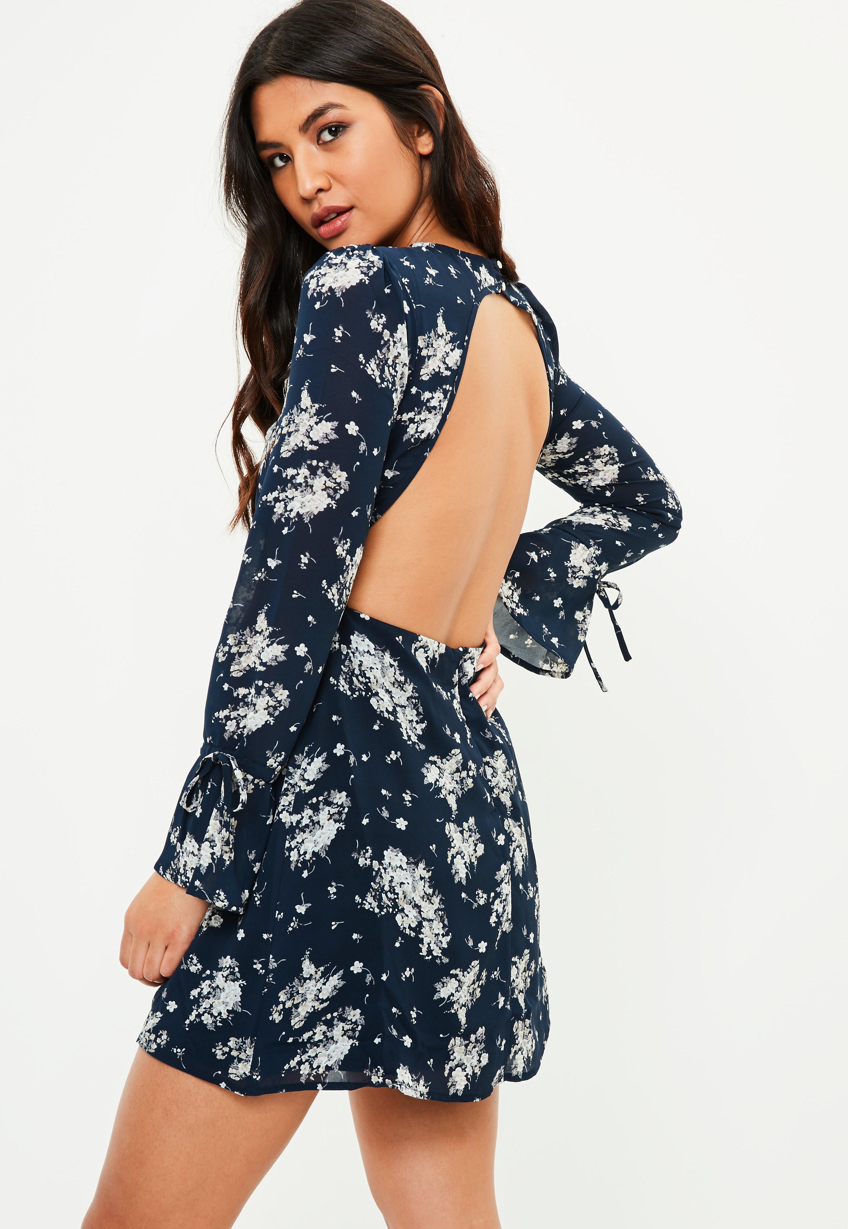 navy long sleeve skater dress