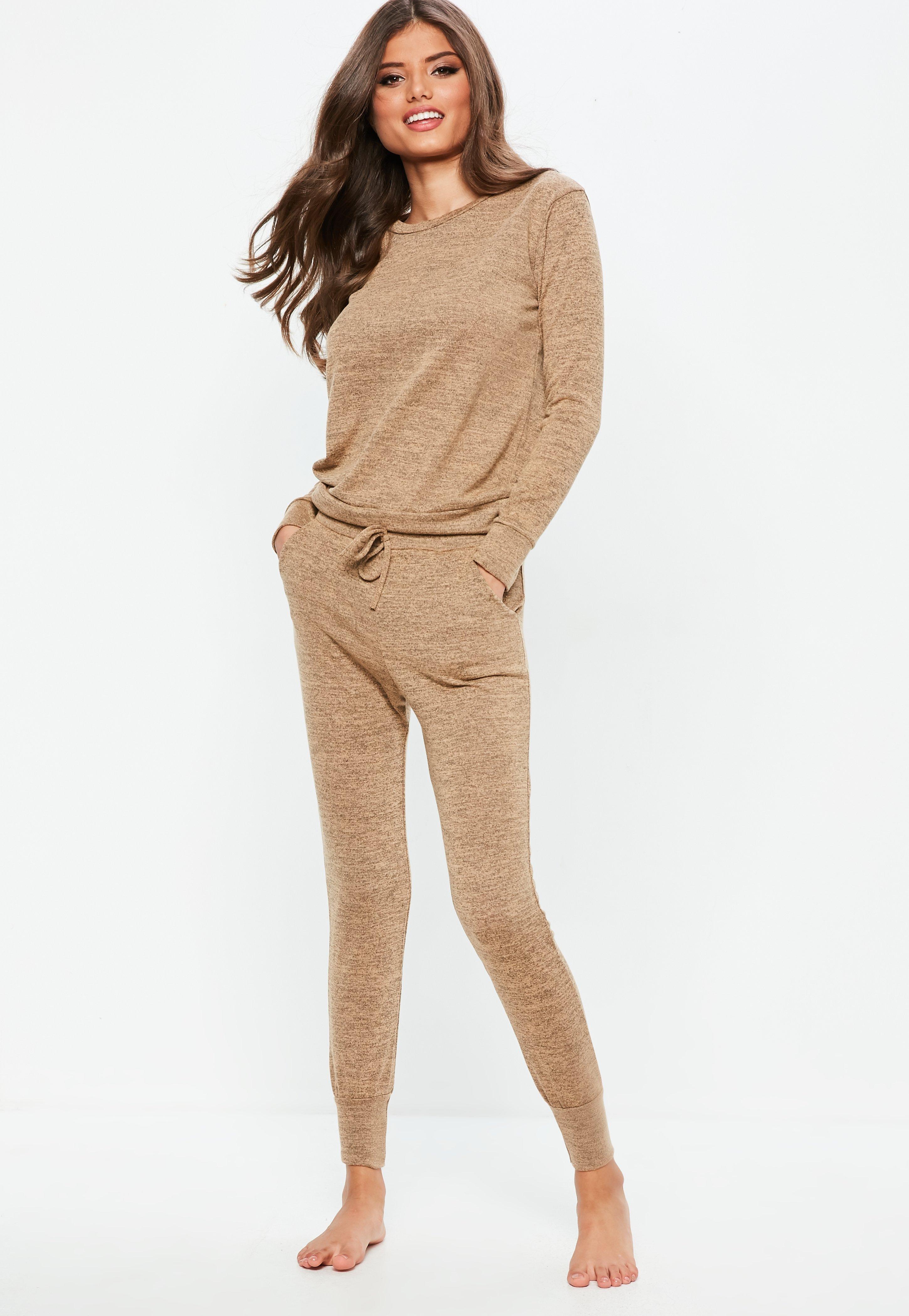 Missguided Synthetic Brown Loungewear Tracksuit Set - Lyst