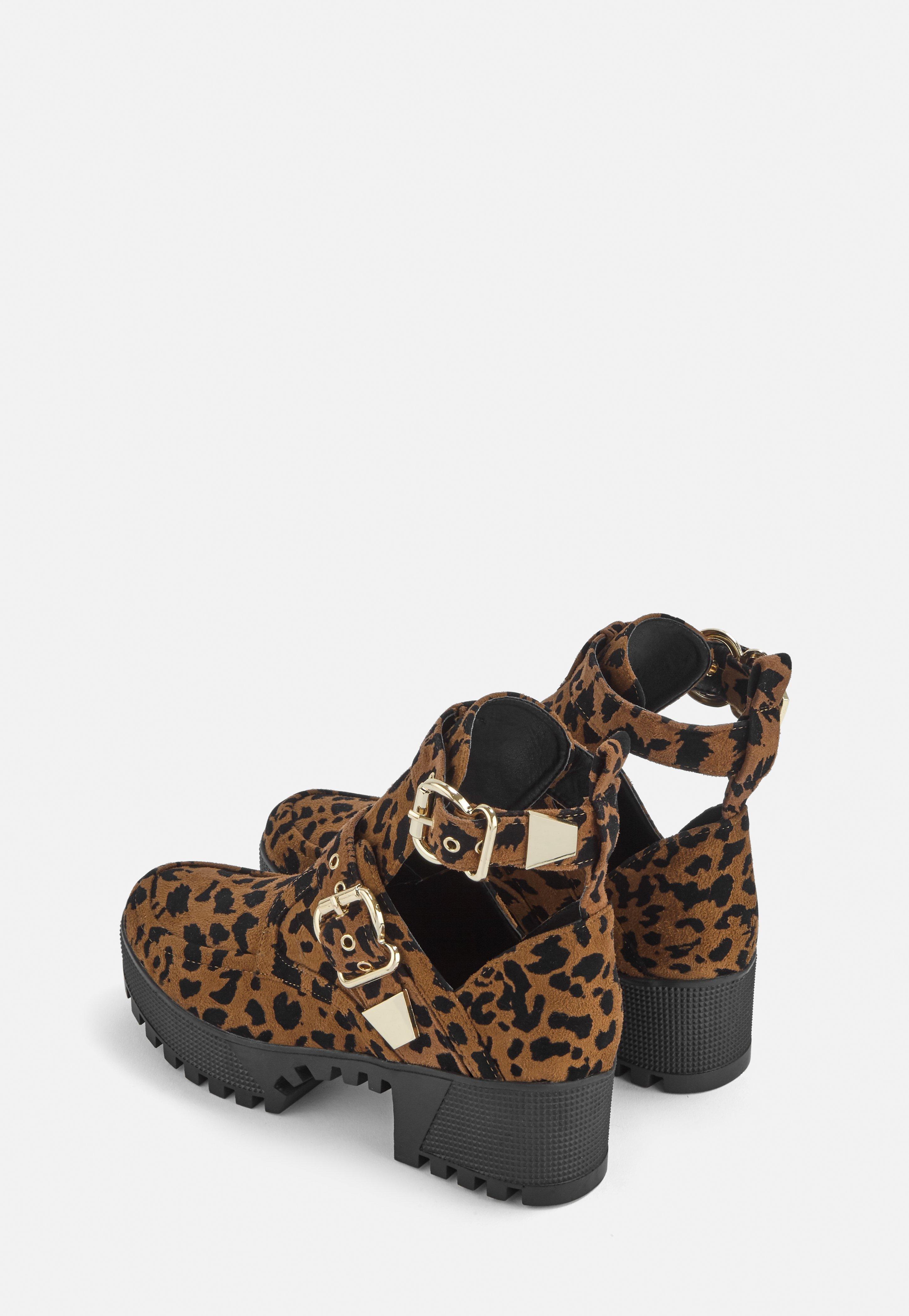 buckle leopard booties