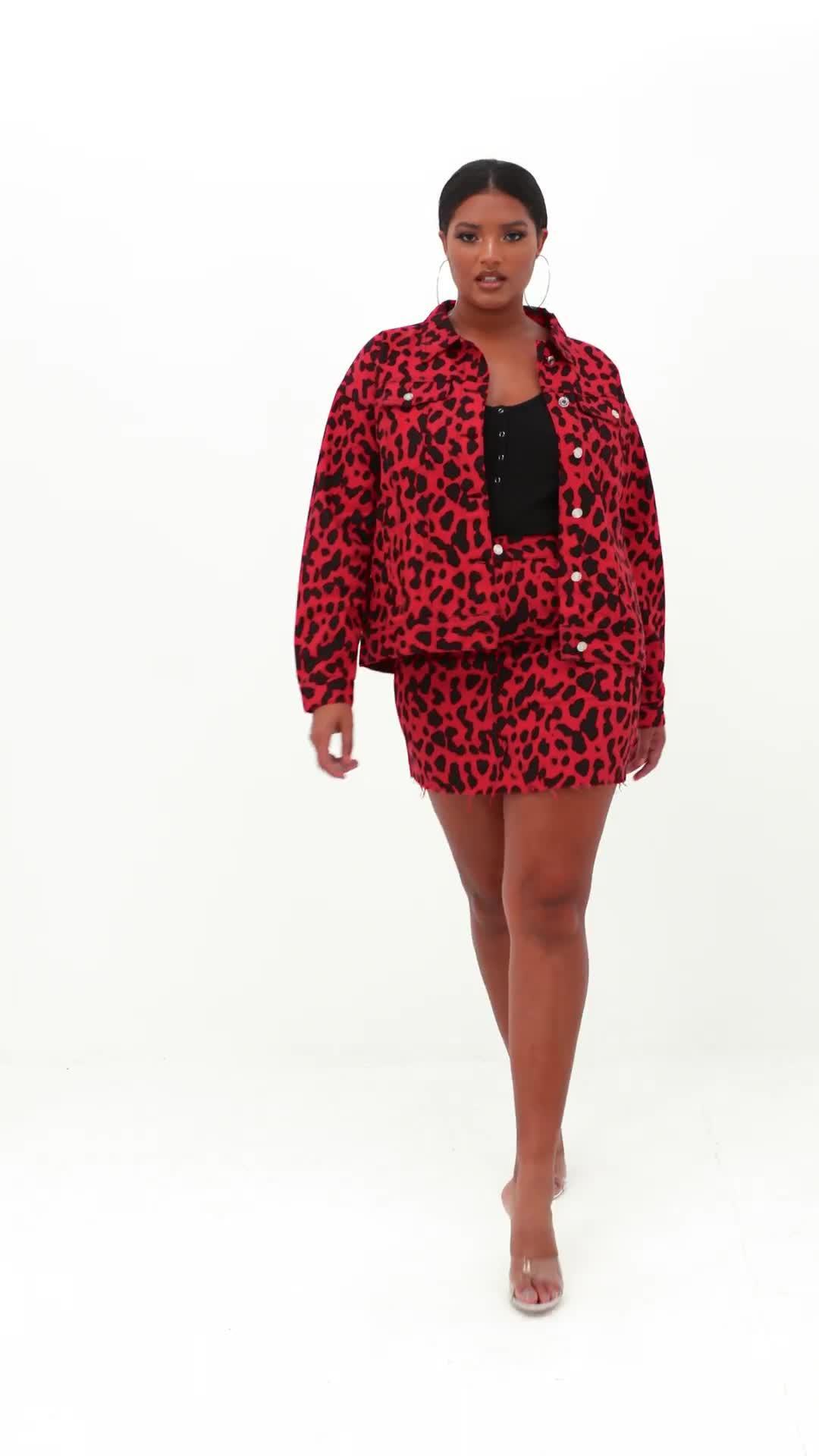 red plus size jean jacket