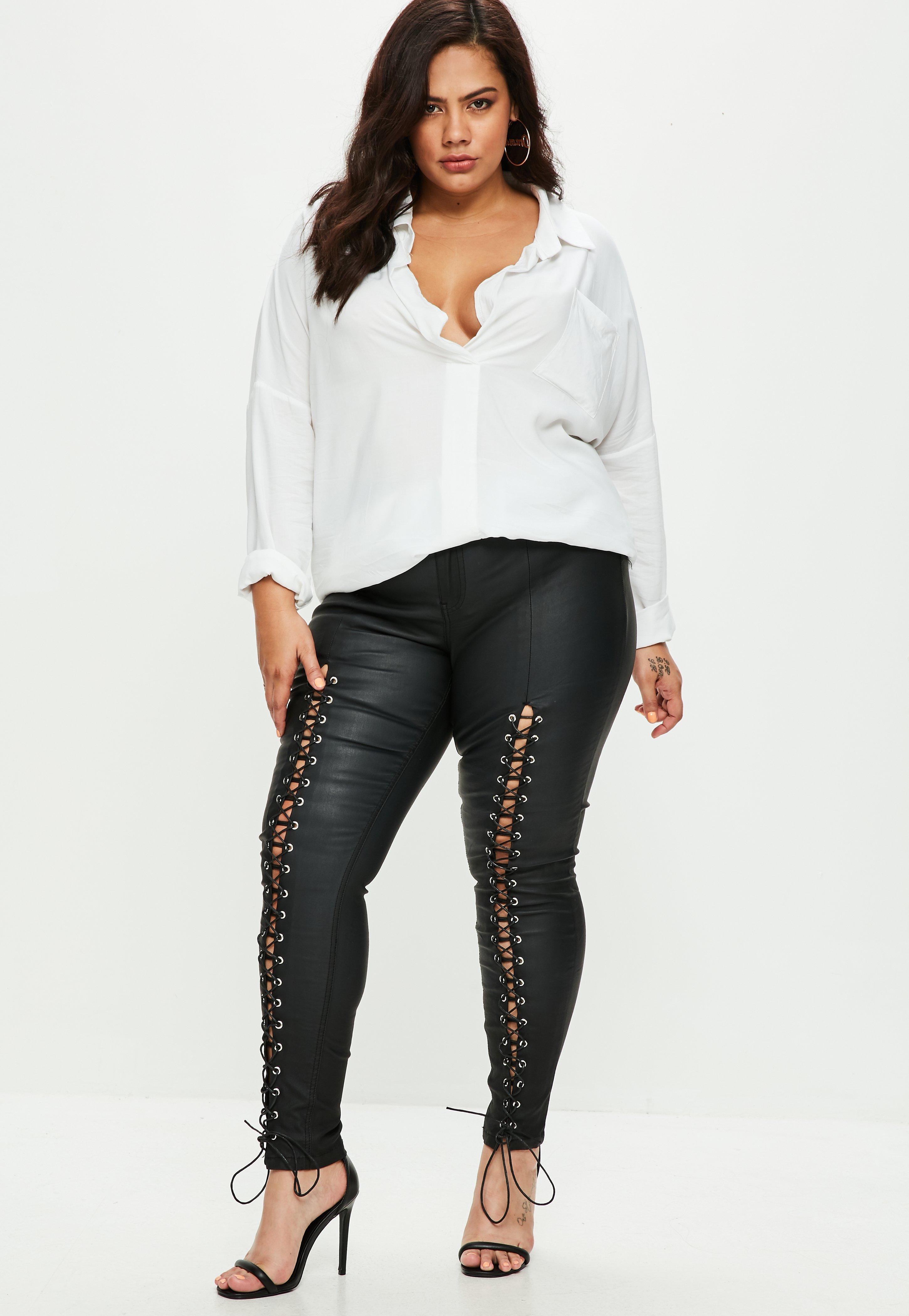 plus size coated jeggings