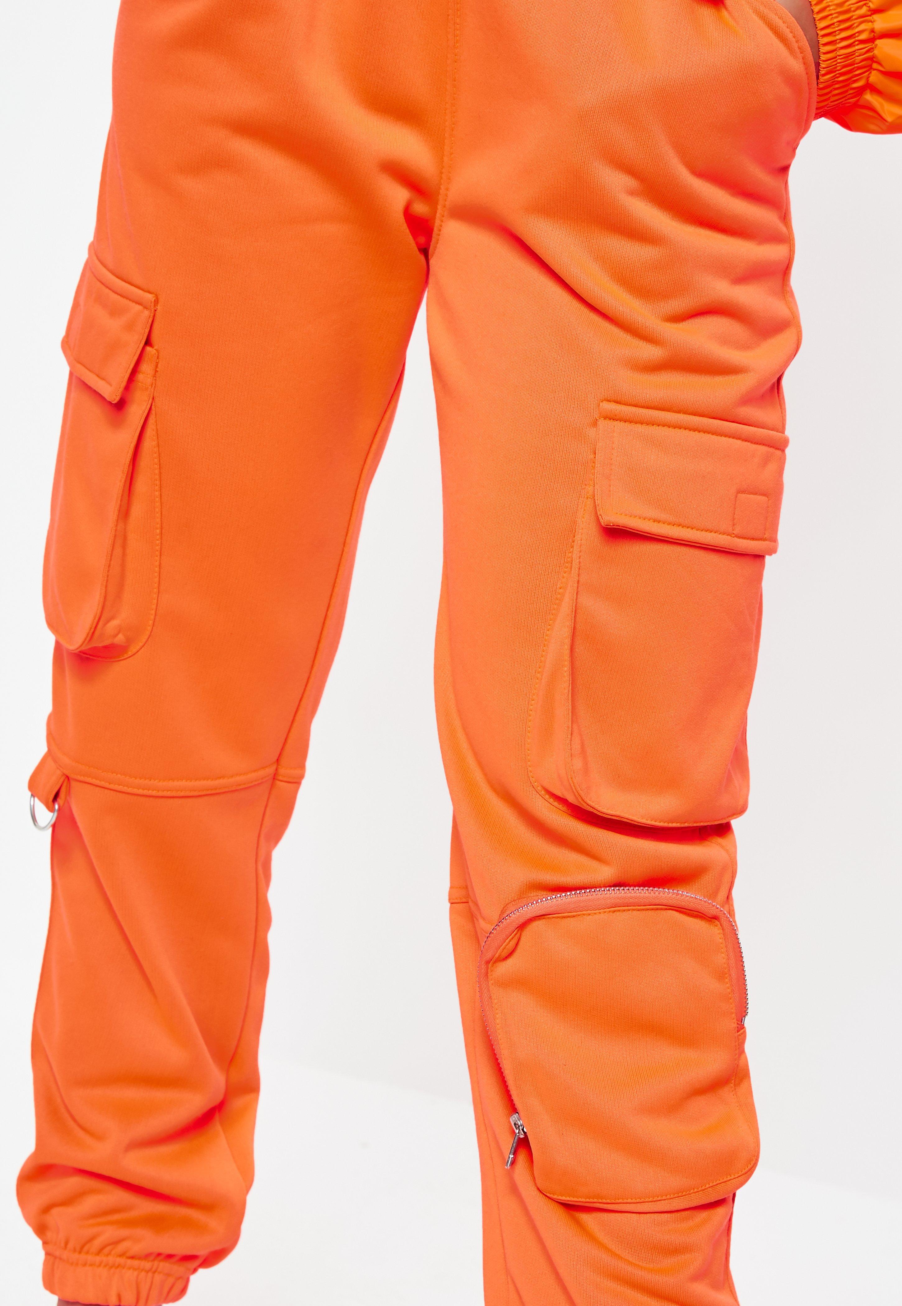 missguided orange cargo trousers