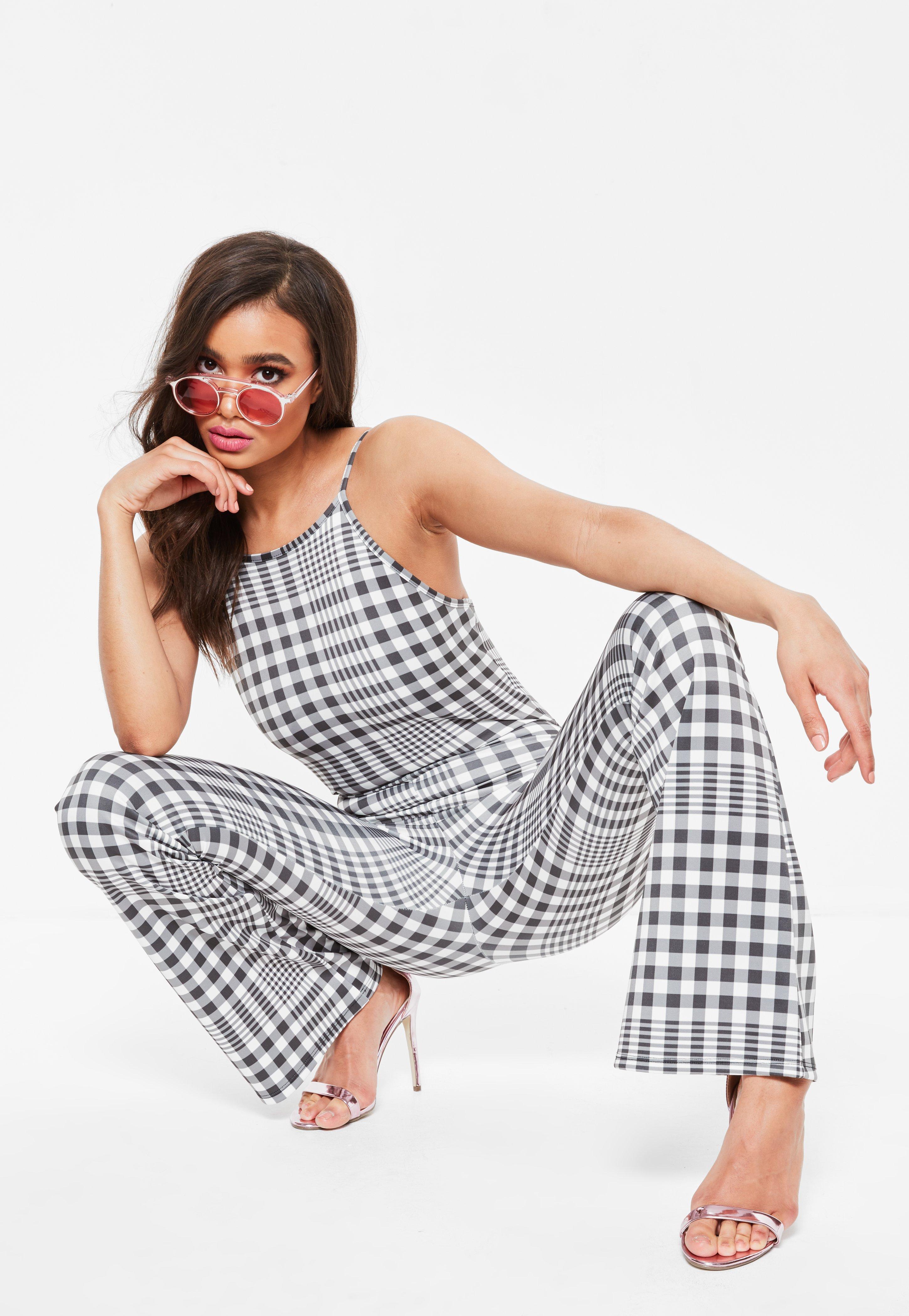 black and white gingham jumpsuit