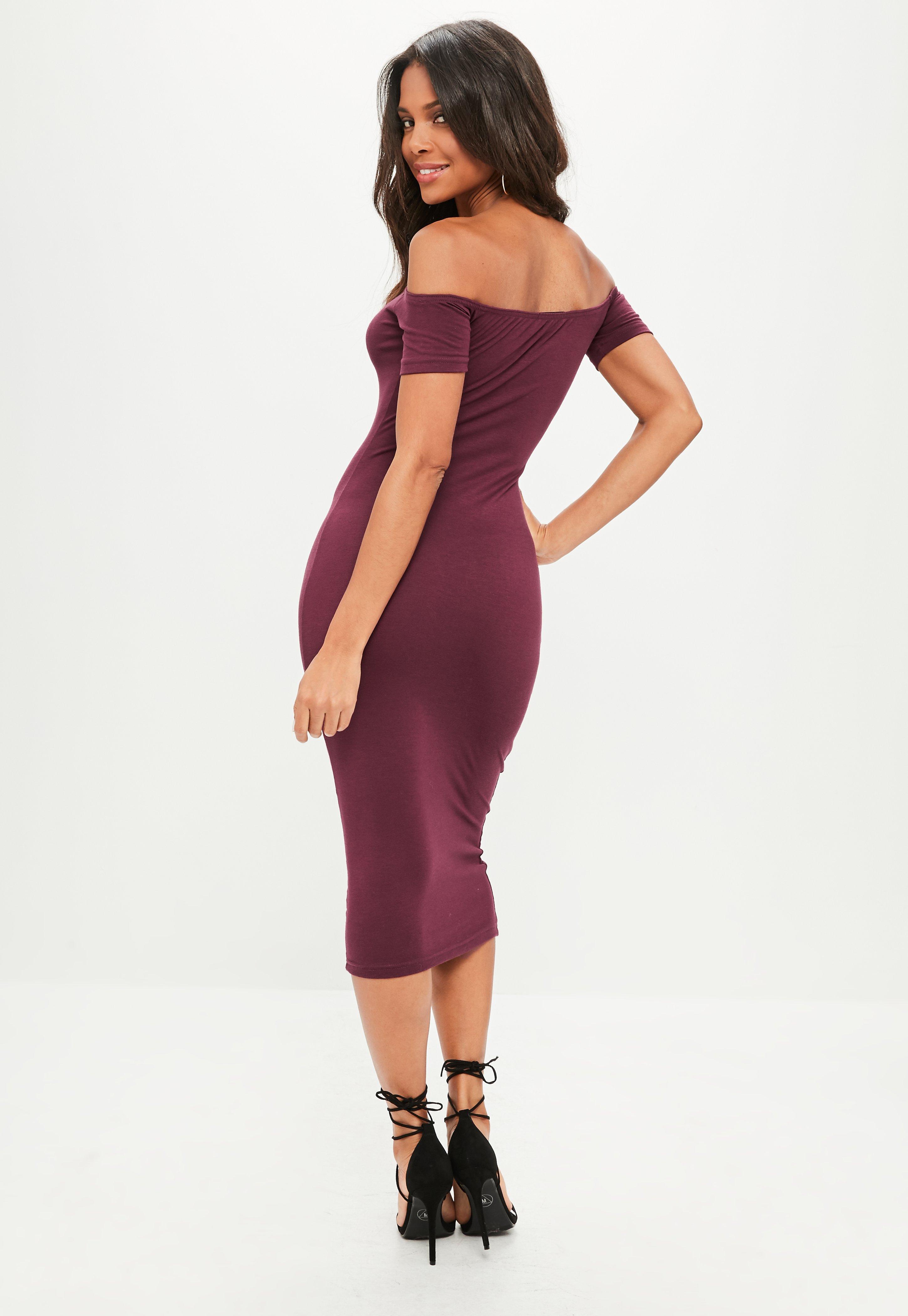 plum bodycon midi dress