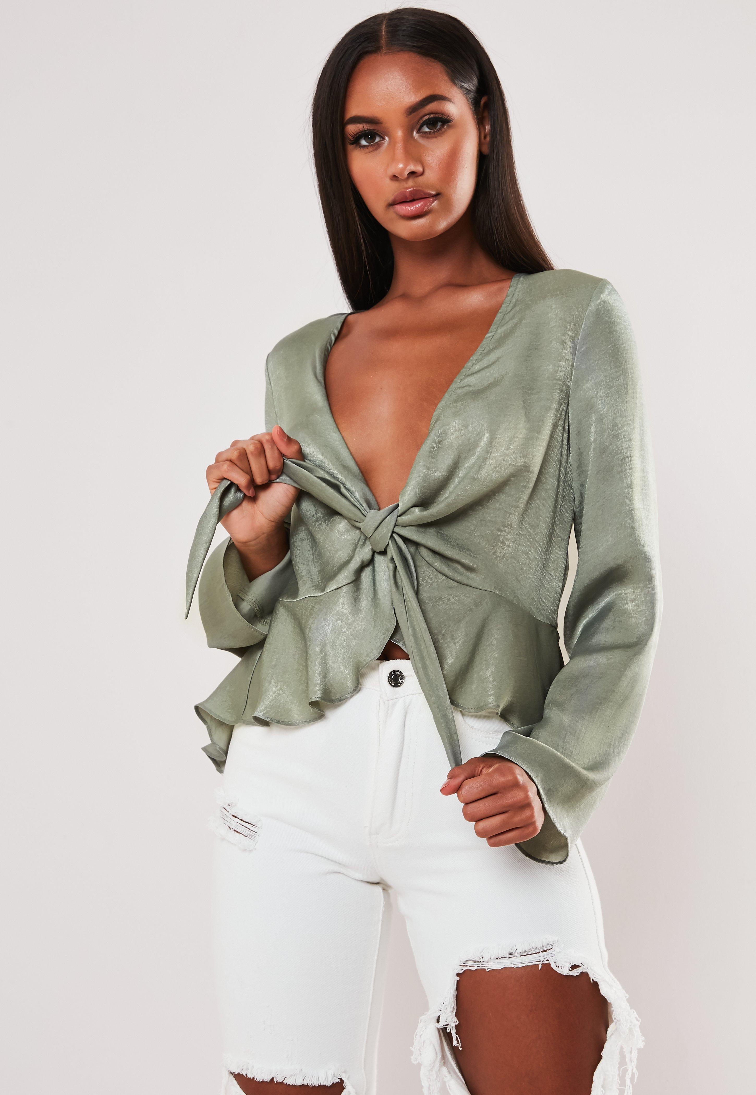 satin peplum blouse