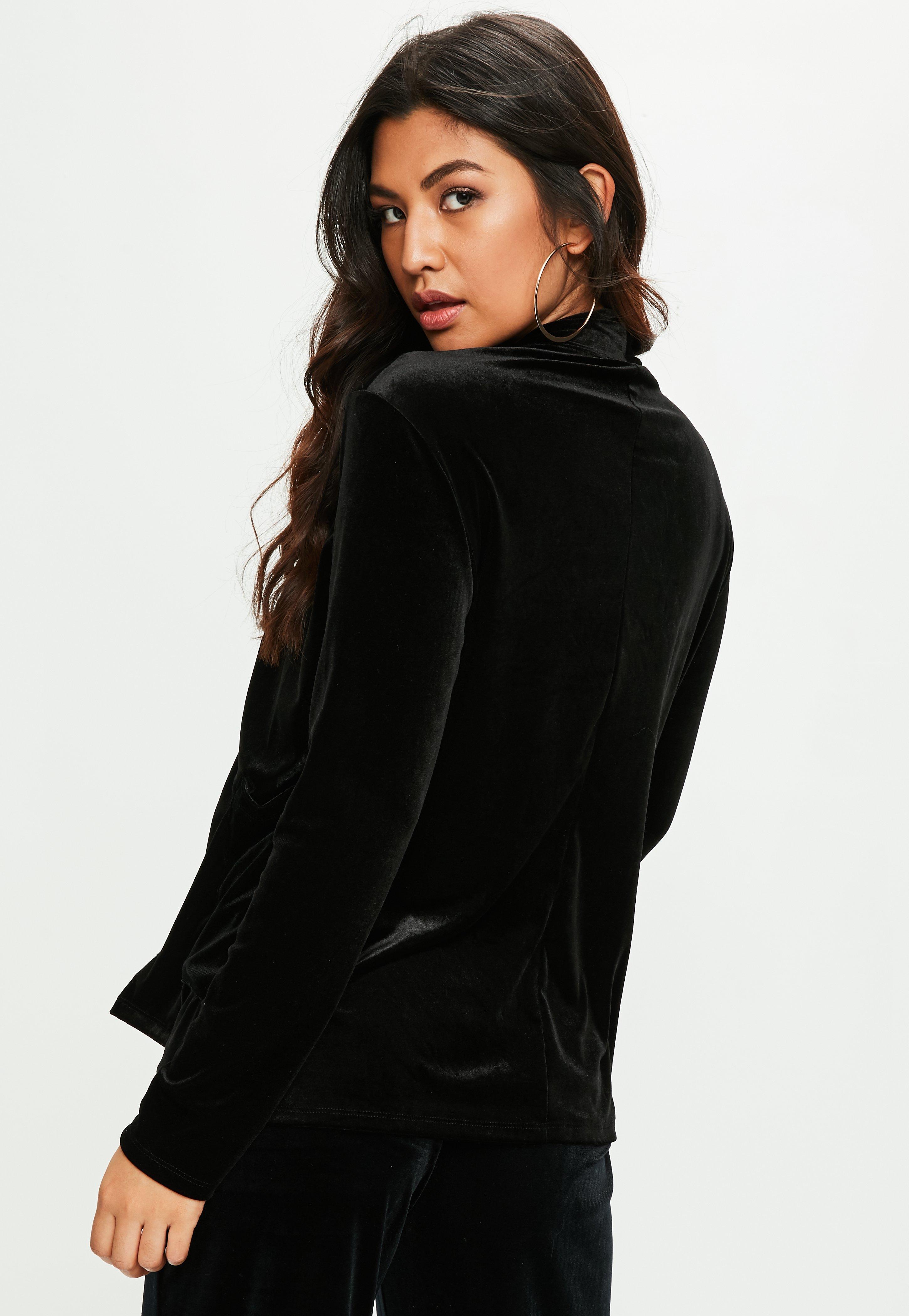 Lyst Missguided Black Velvet Slouchy Blazer in Black