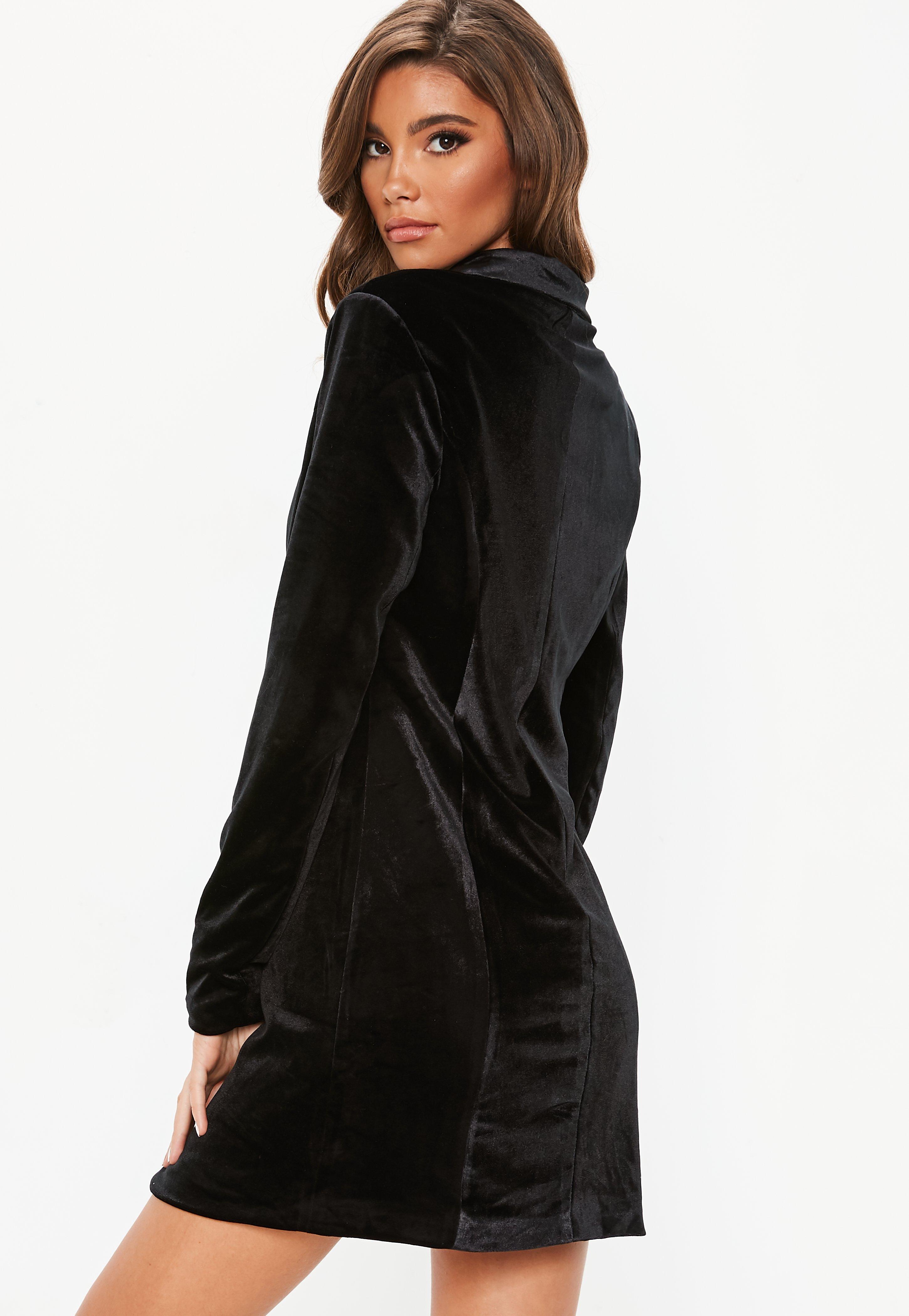 Missguided Tall Black Velvet Blazer Dress Lyst