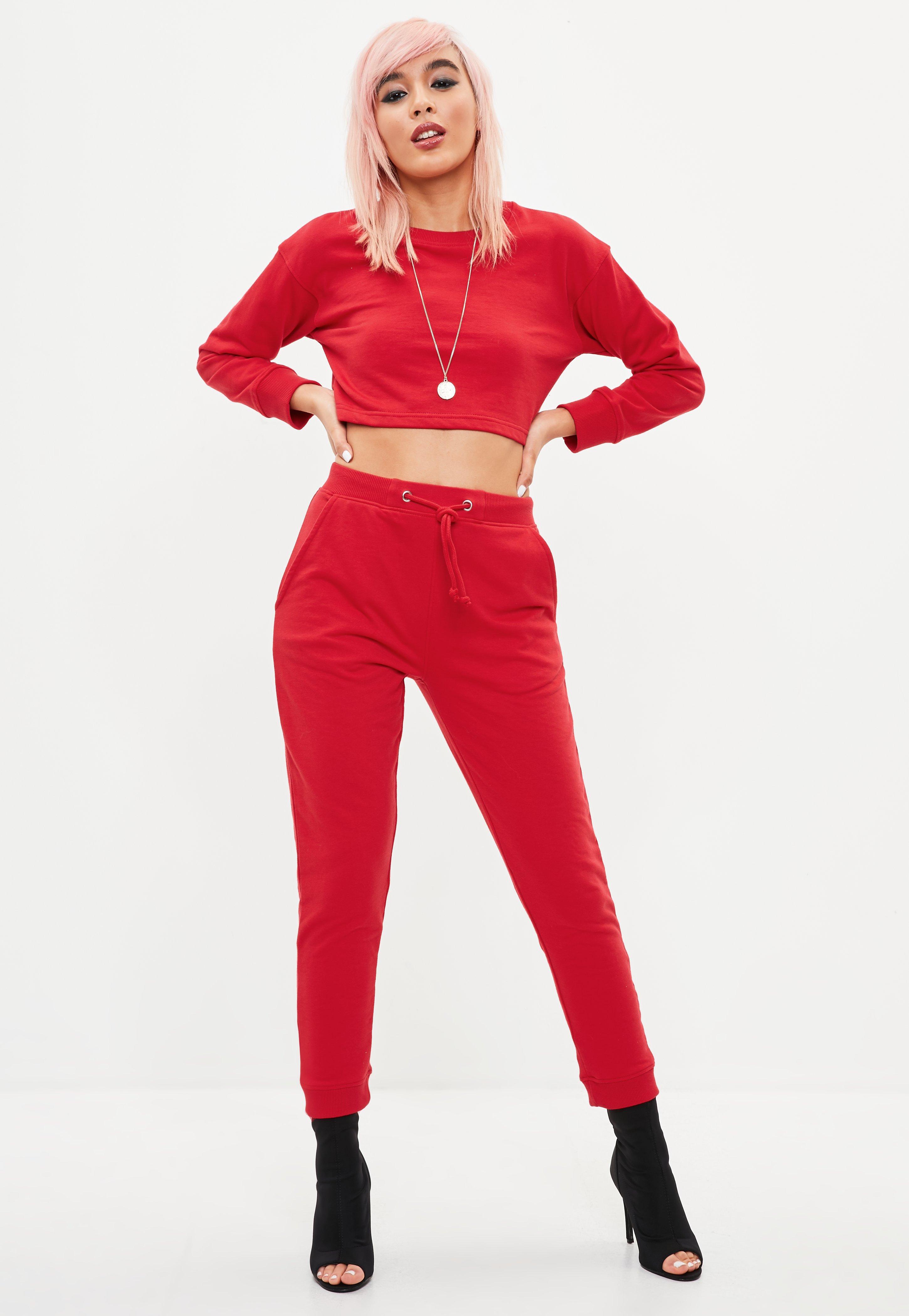 petite red joggers