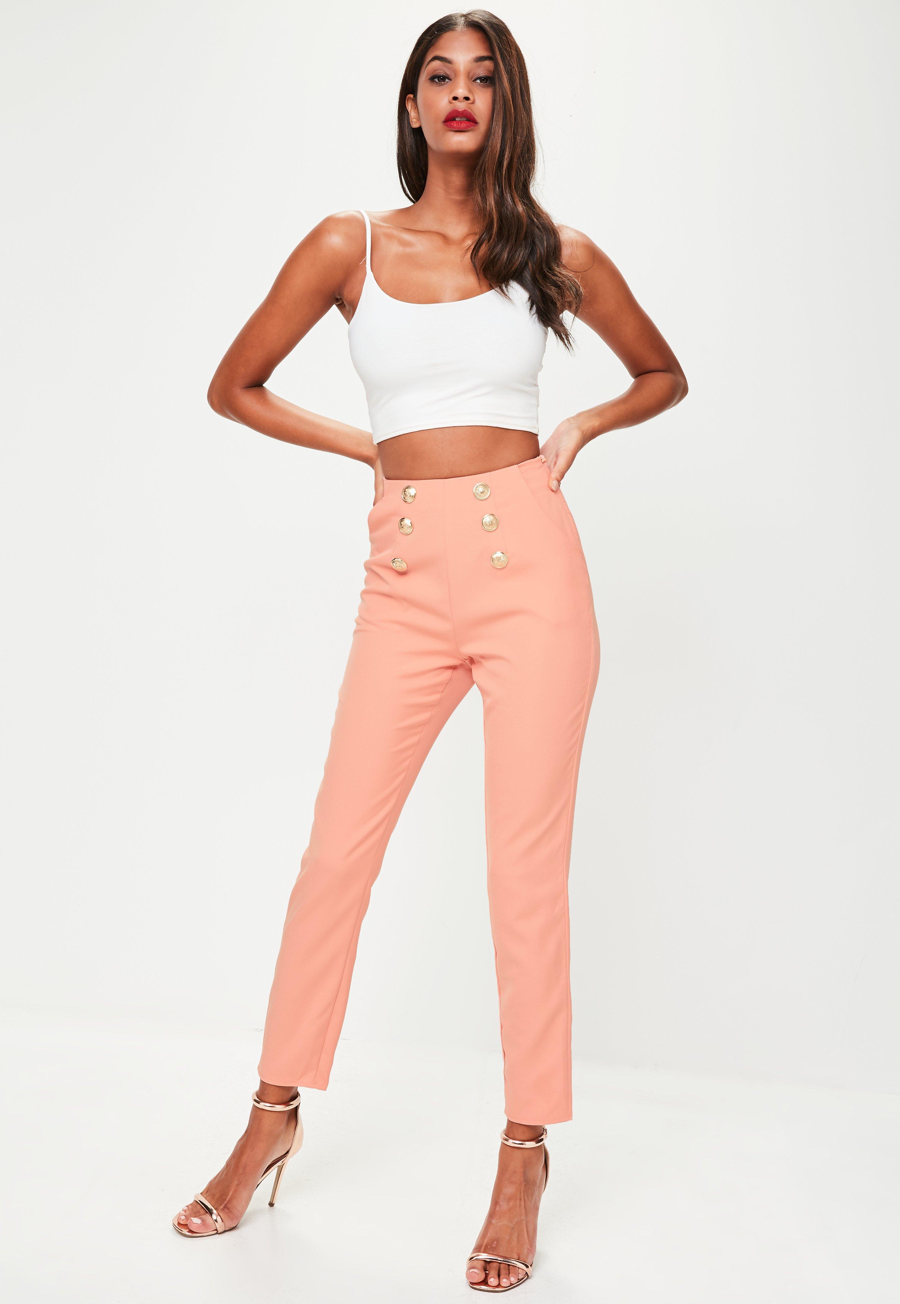 Lyst - Missguided Nude Military High Waisted Pants in Natural