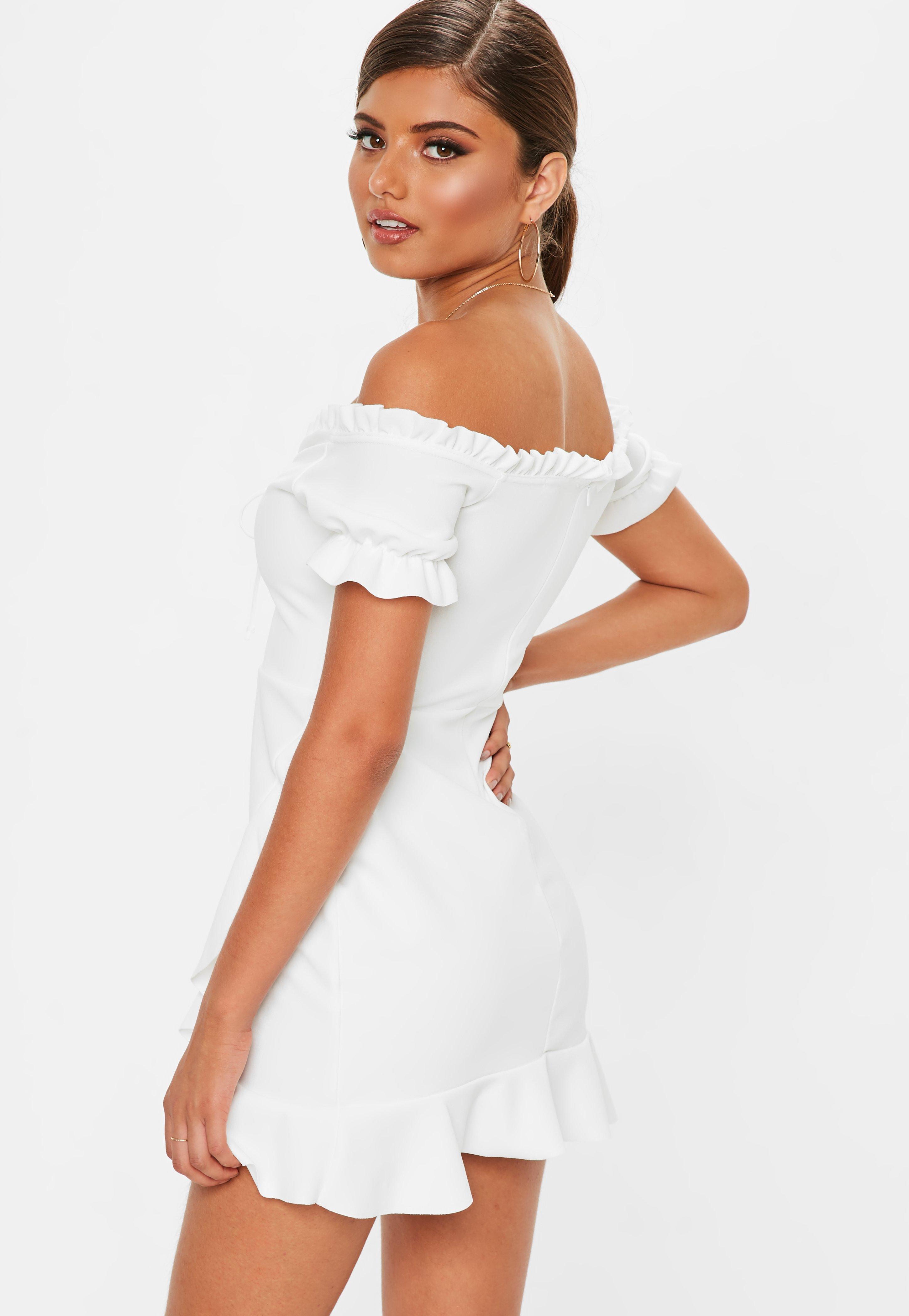 Frill hem white dress Clearance