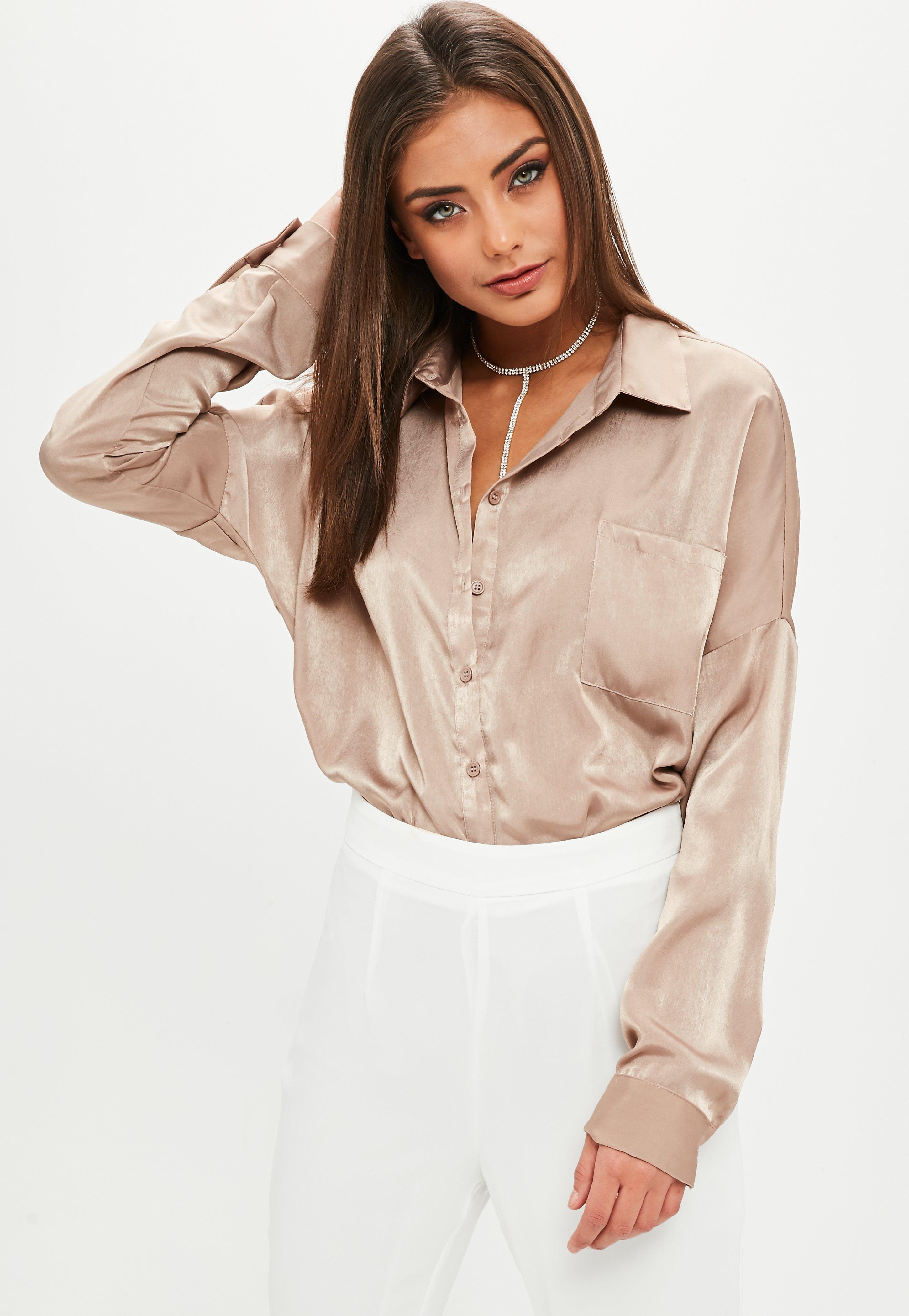 satin blouse beige