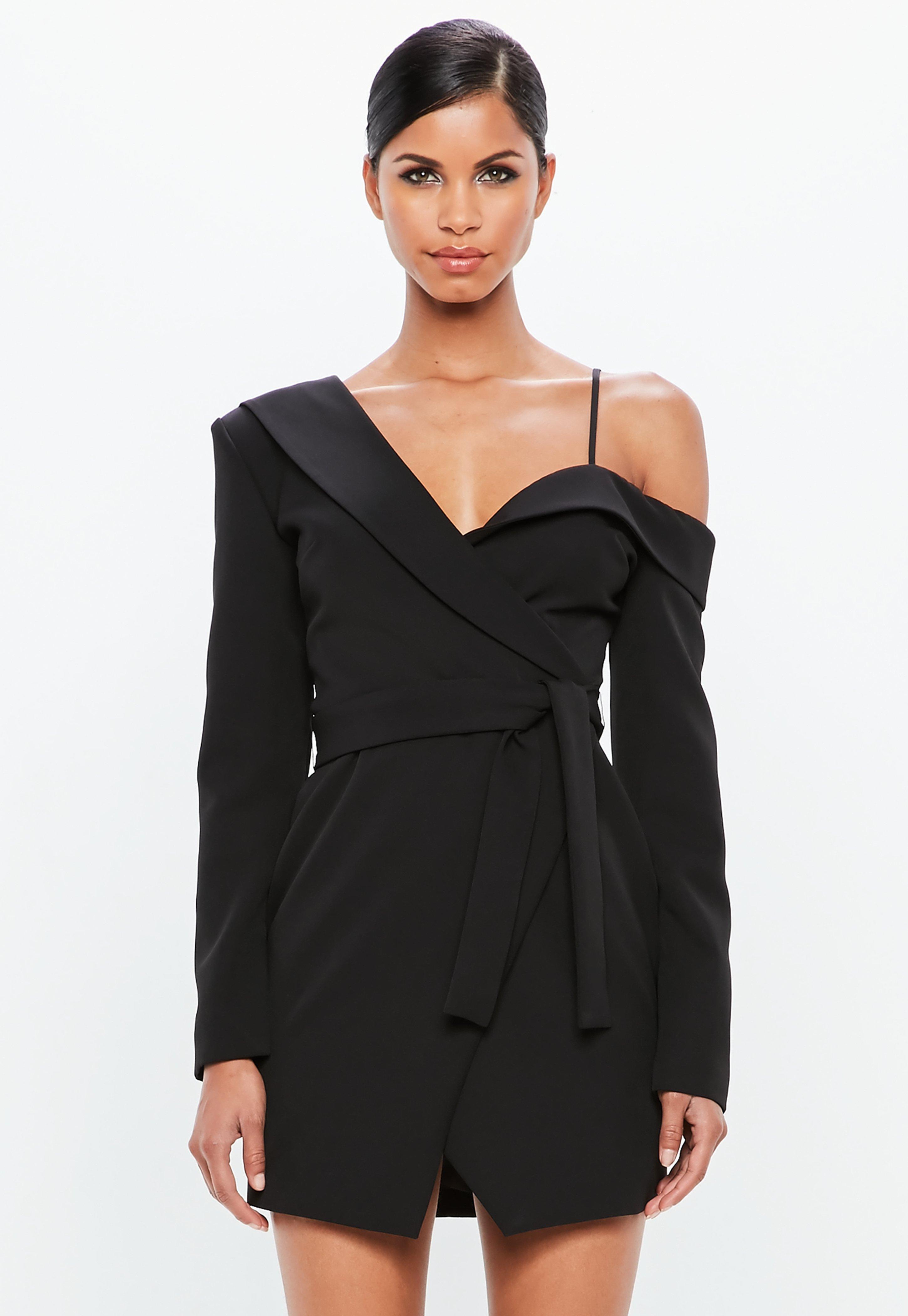 single shoulder black dress