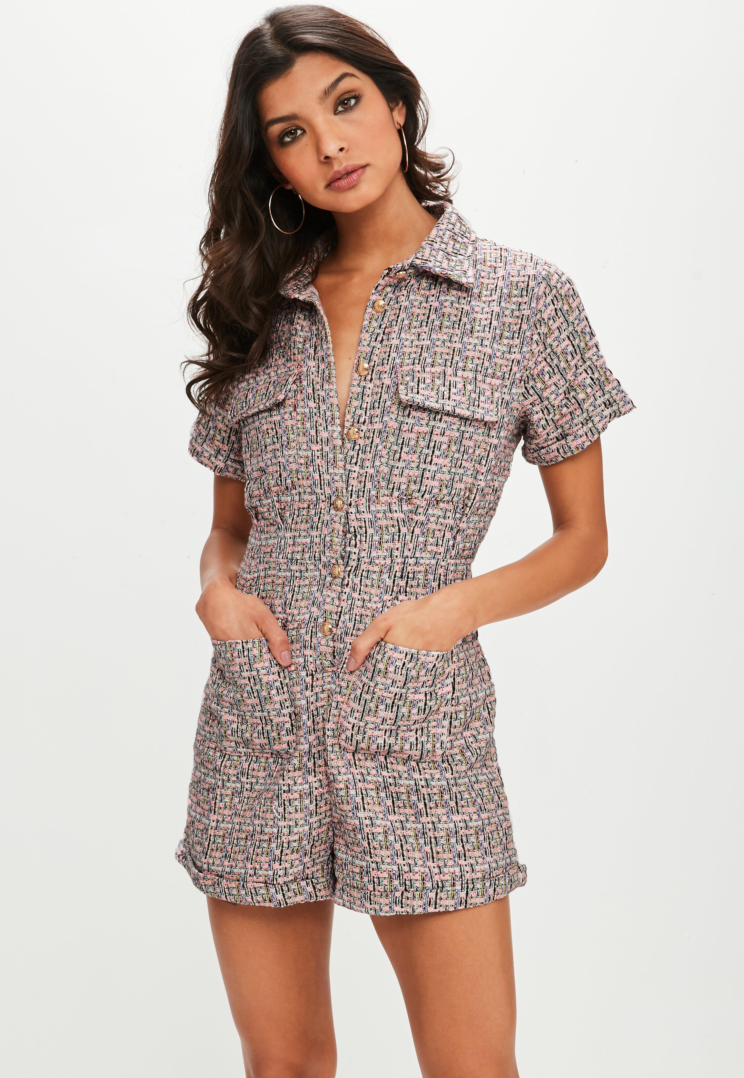 pink tweed playsuit