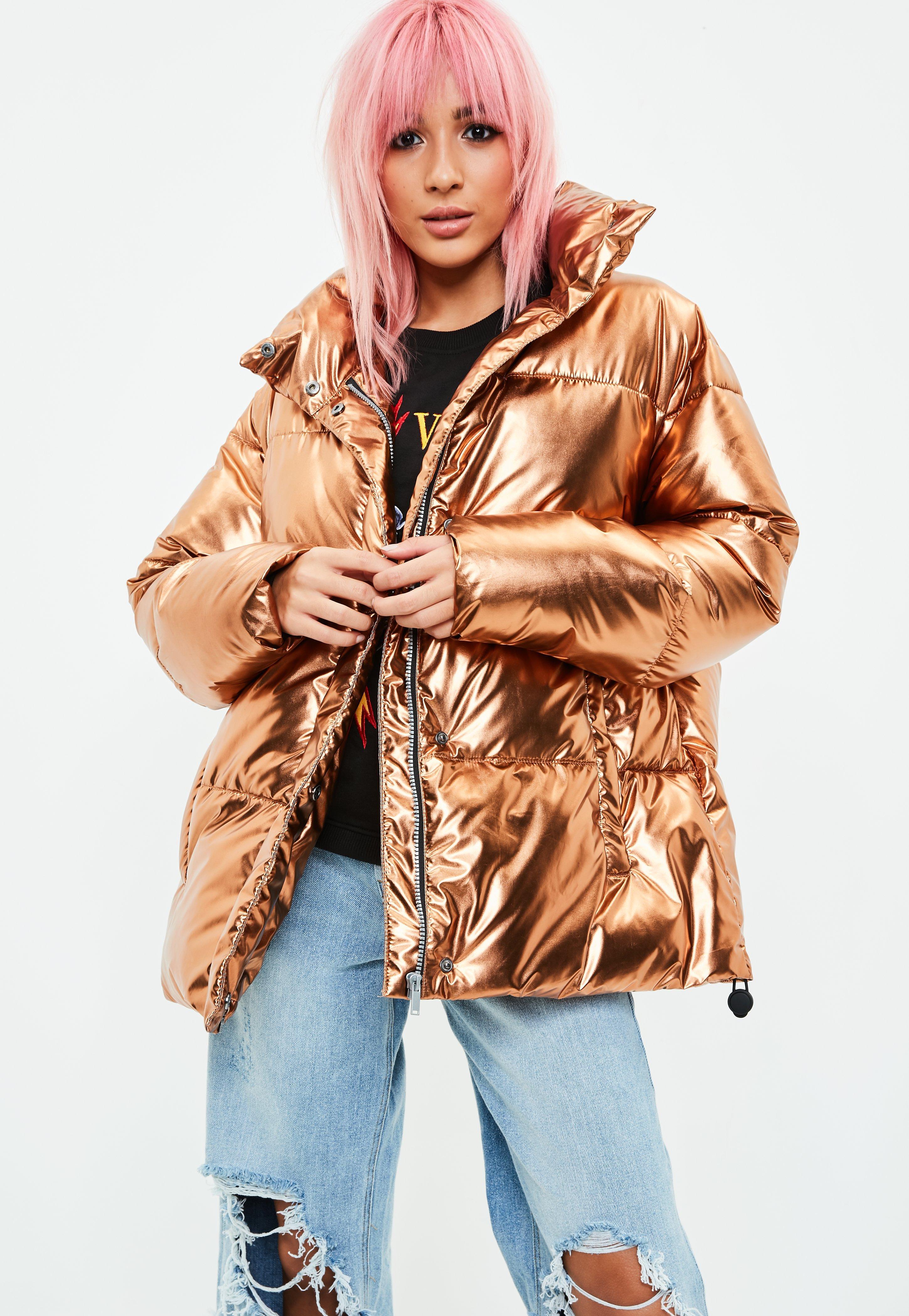 rose gold puffer jacket
