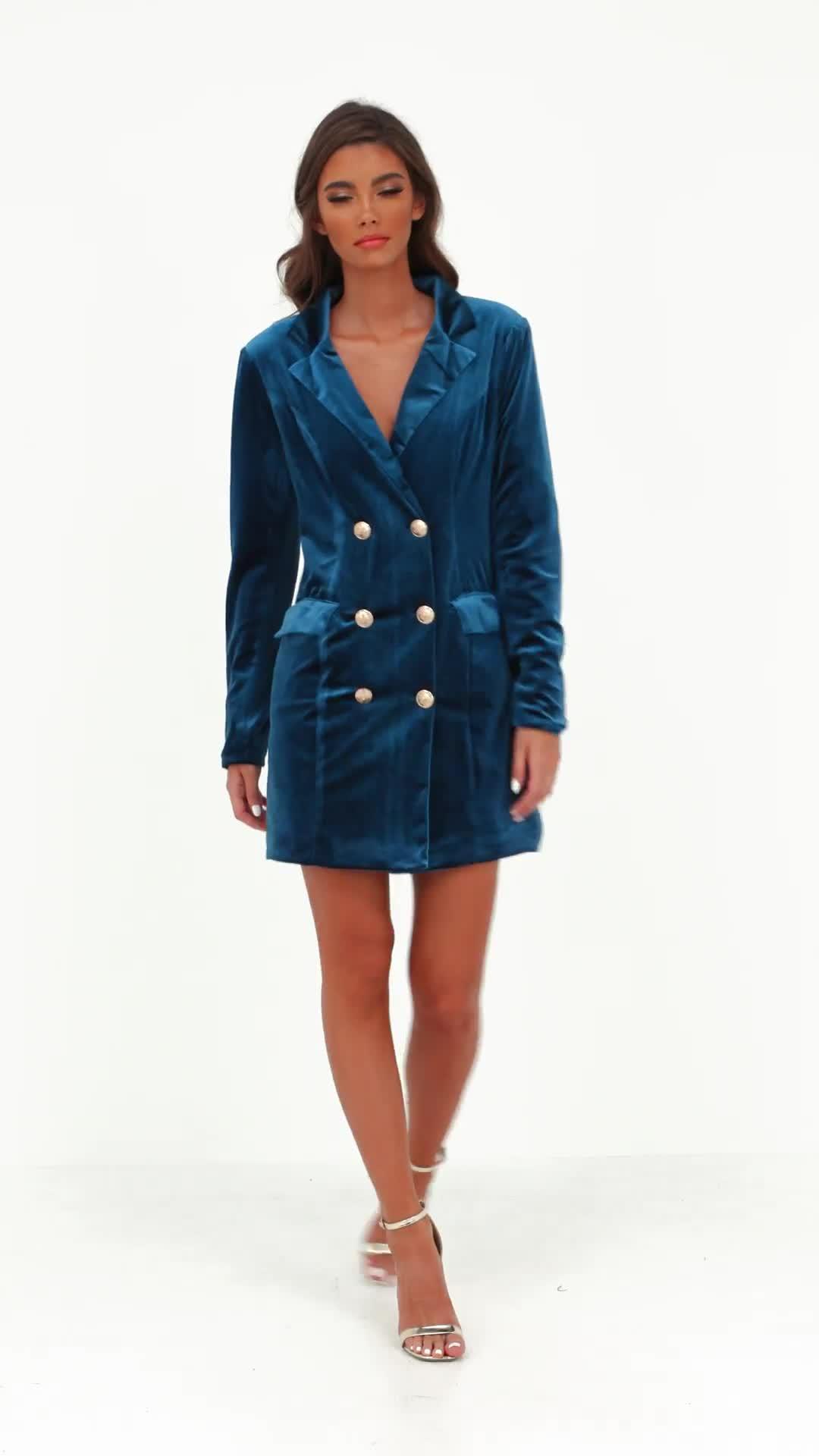 teal blazer dress