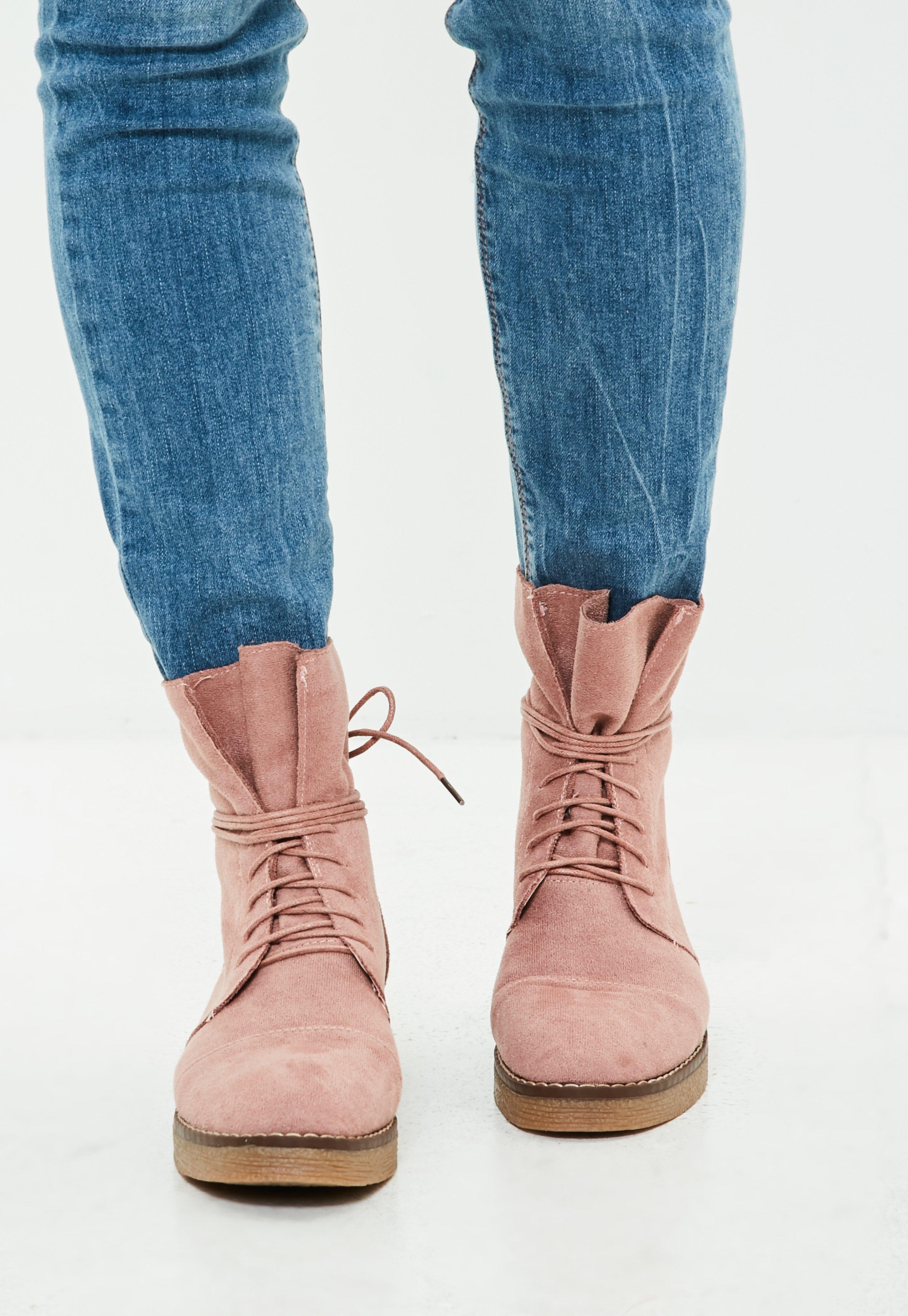 faux suede flat ankle boots