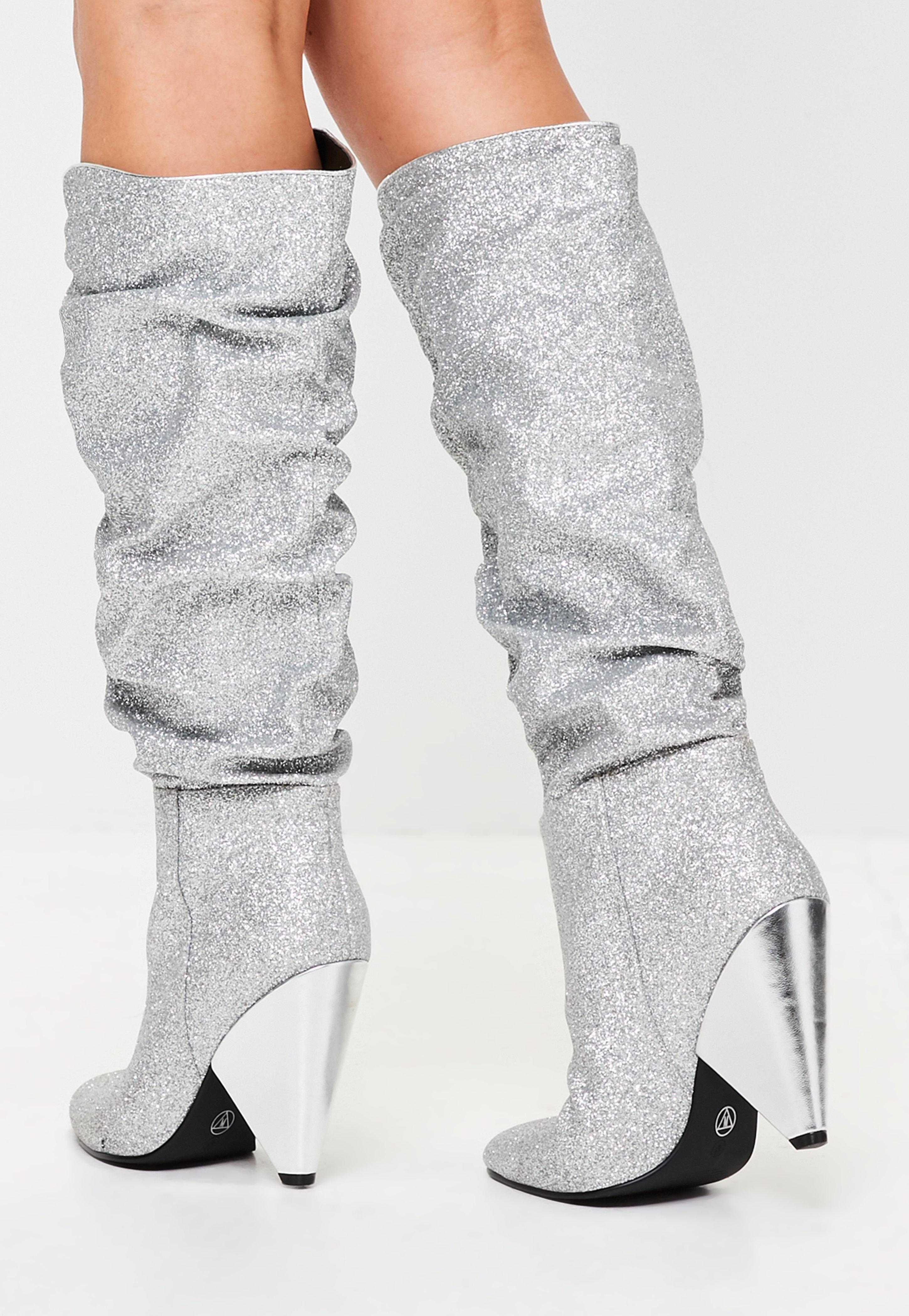 metallic silver boots
