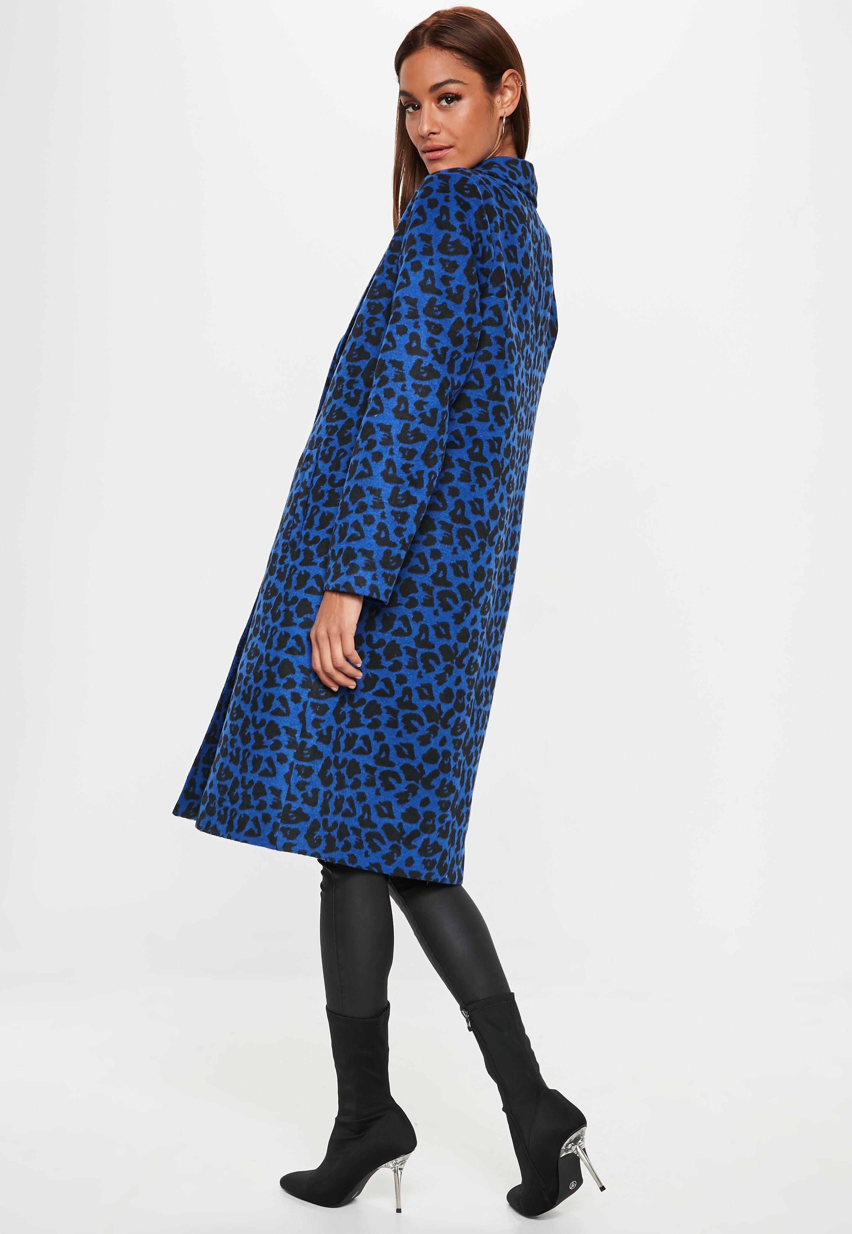 blue leopard coat