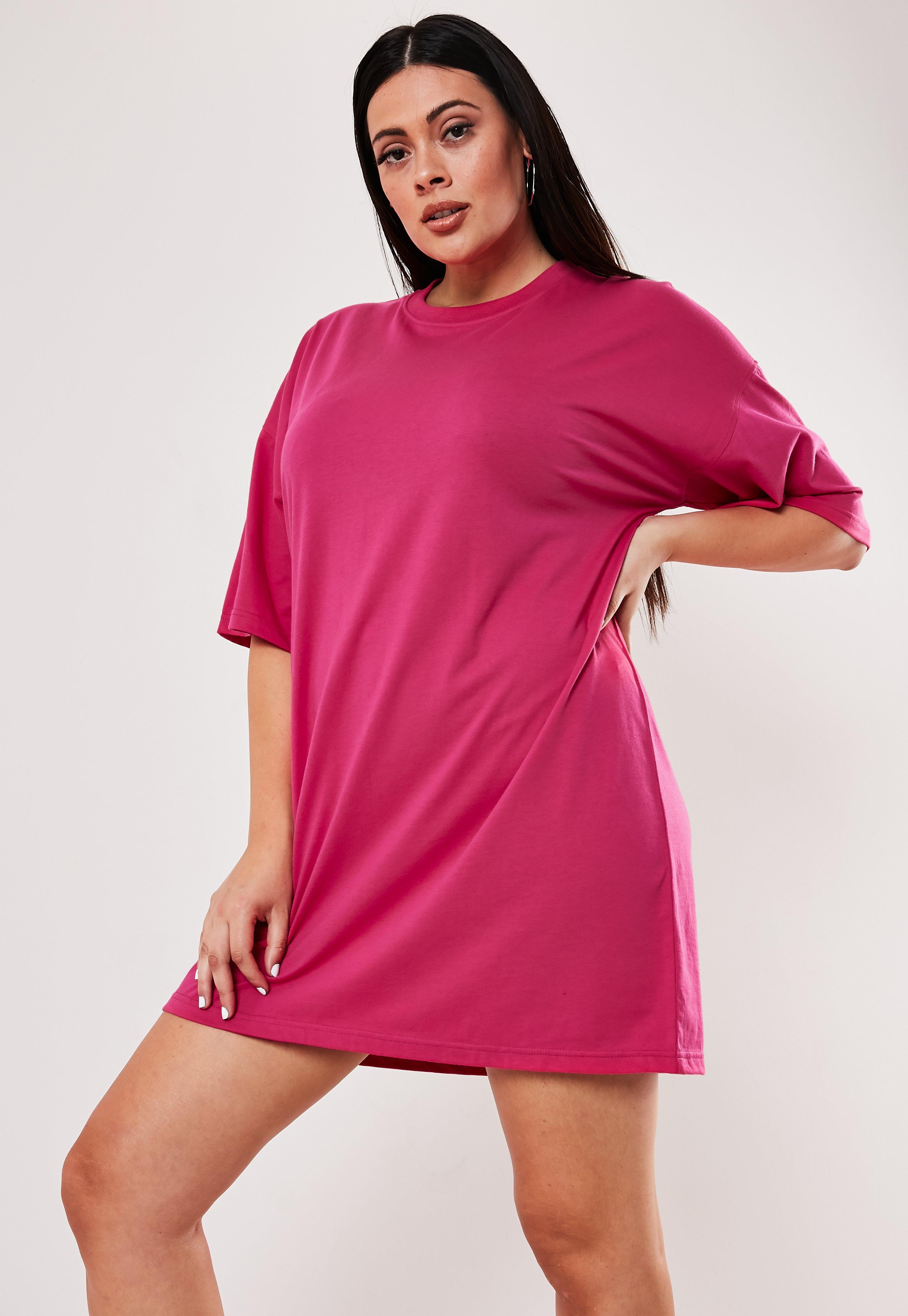 hot pink t shirt dress