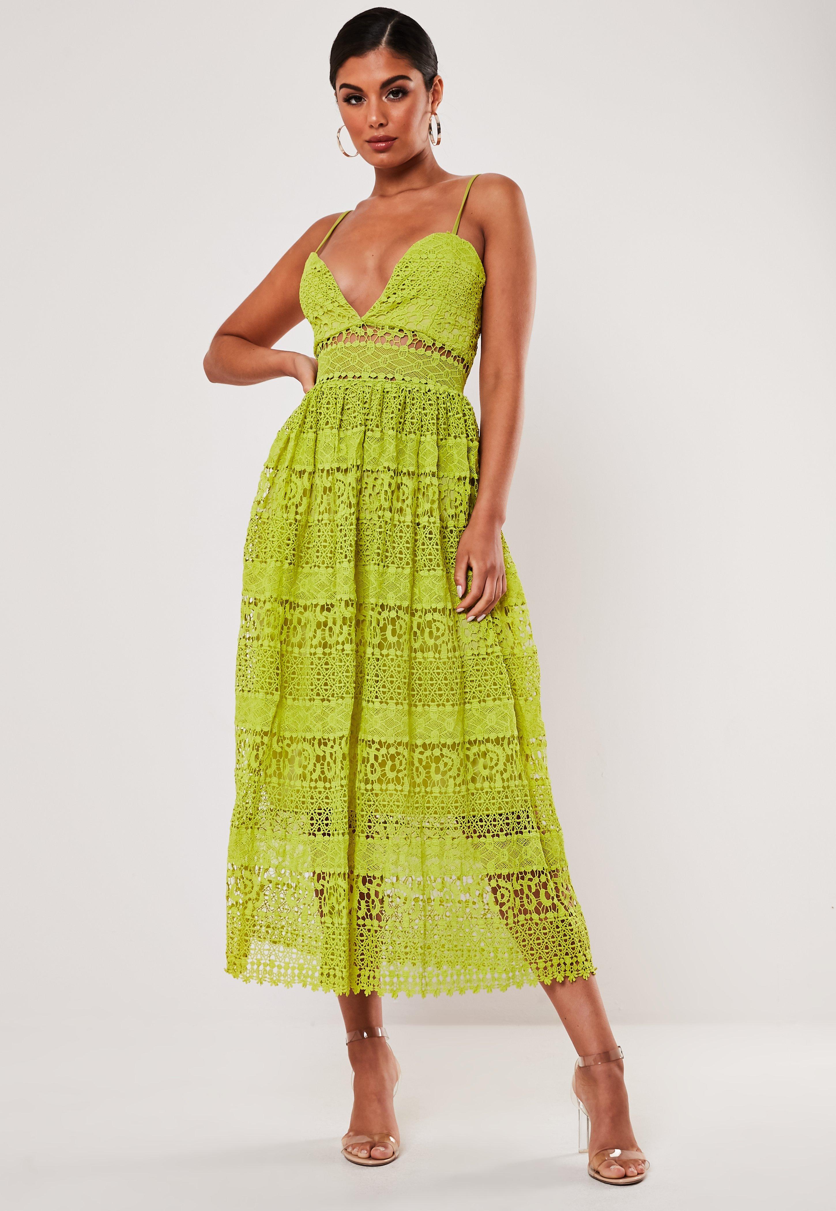 lace insert midi dress