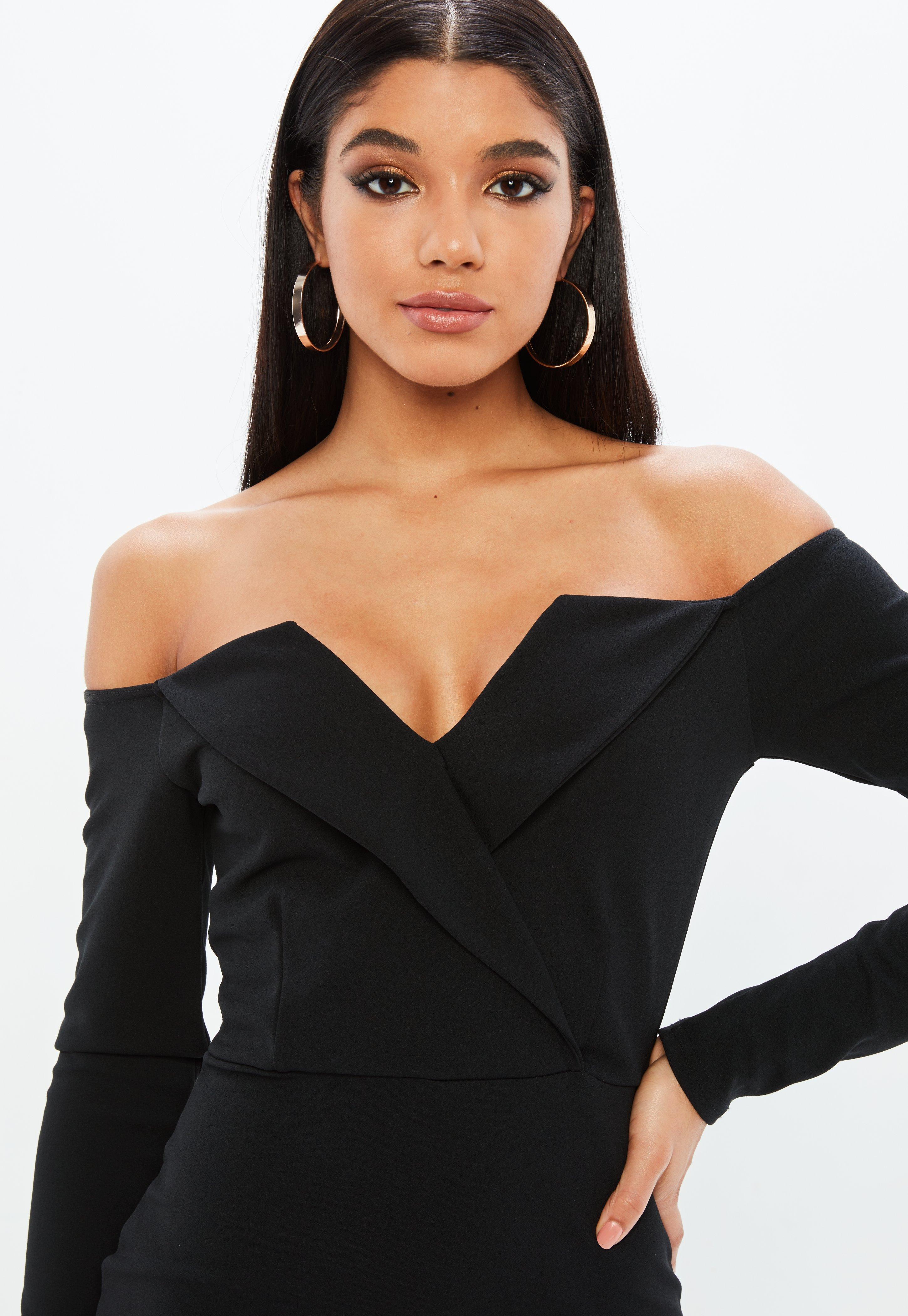 missguided bardot foldover wrap dress