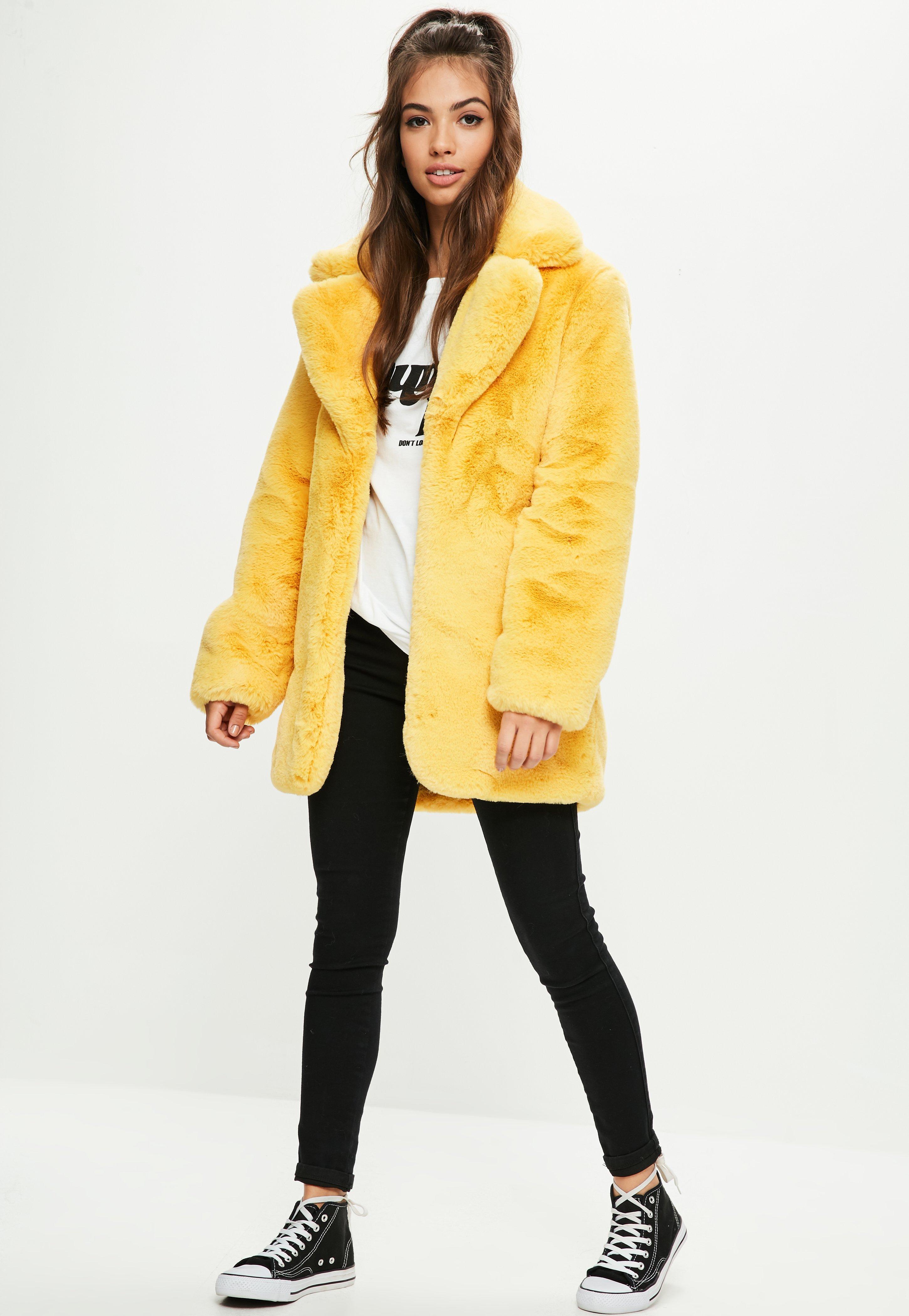 yellow fuzzy jacket