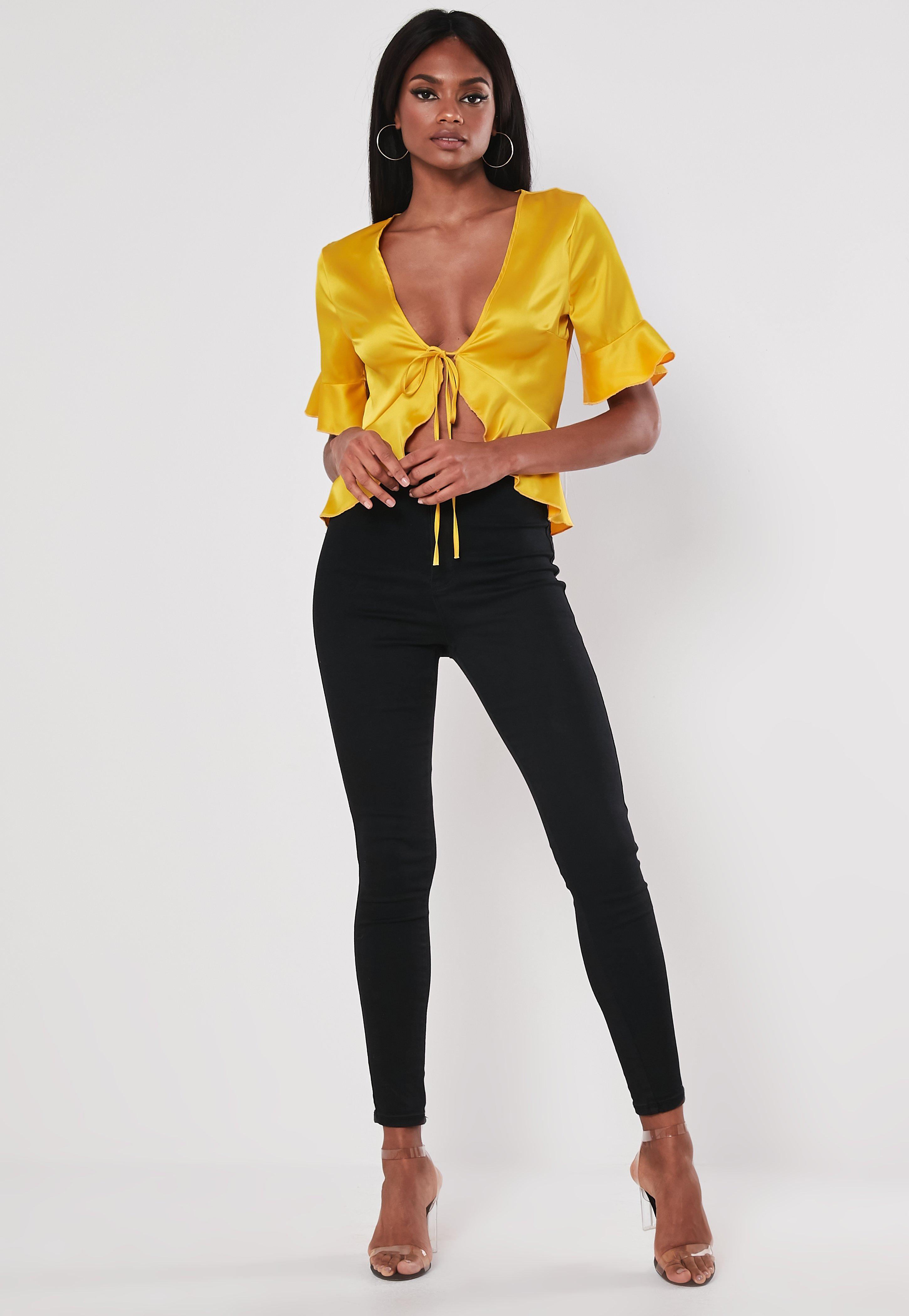 Tie front yellow top Clearance