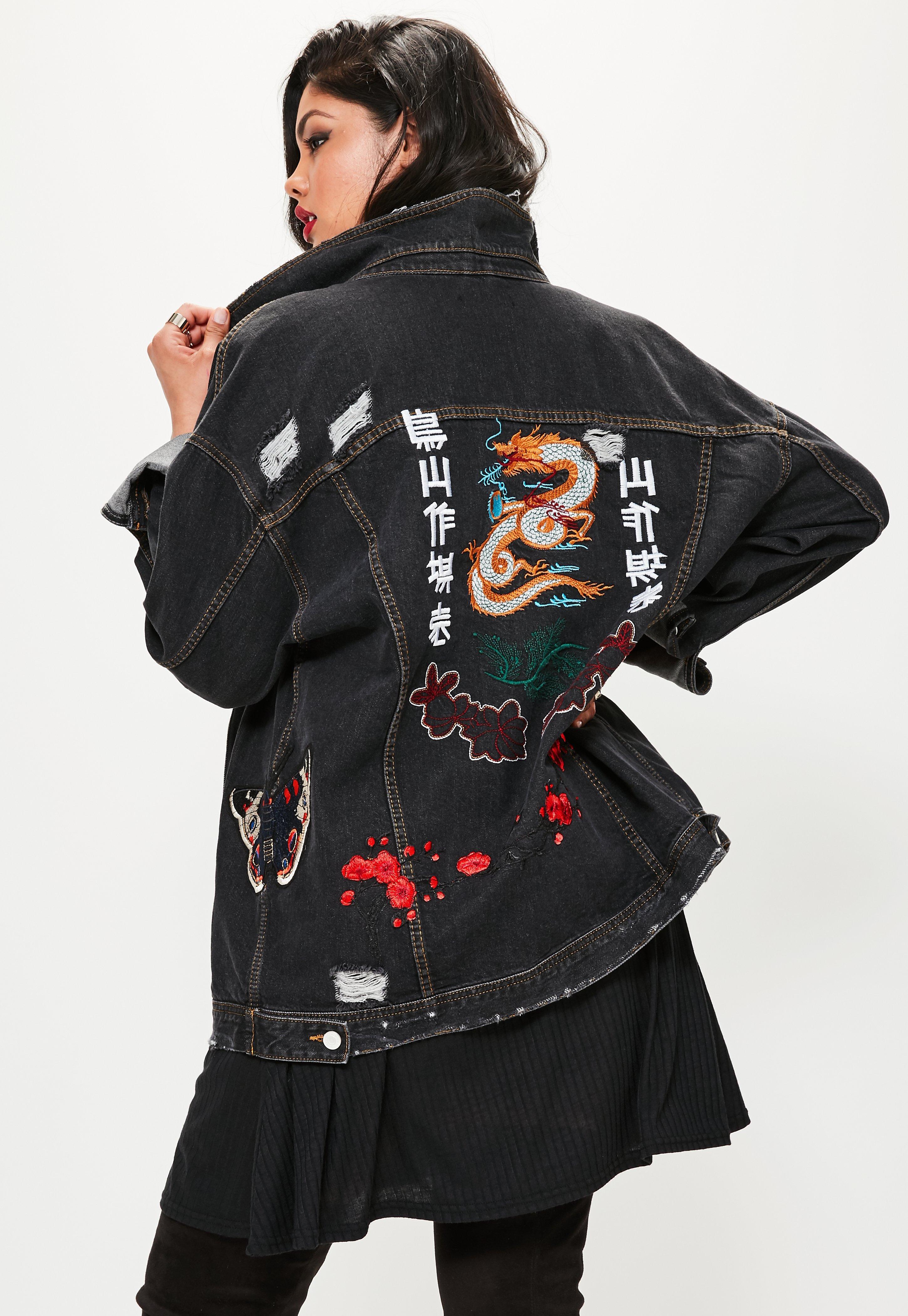 jacket denim embroidered plus oversized missguided jackets summer guide clothing 1x spring