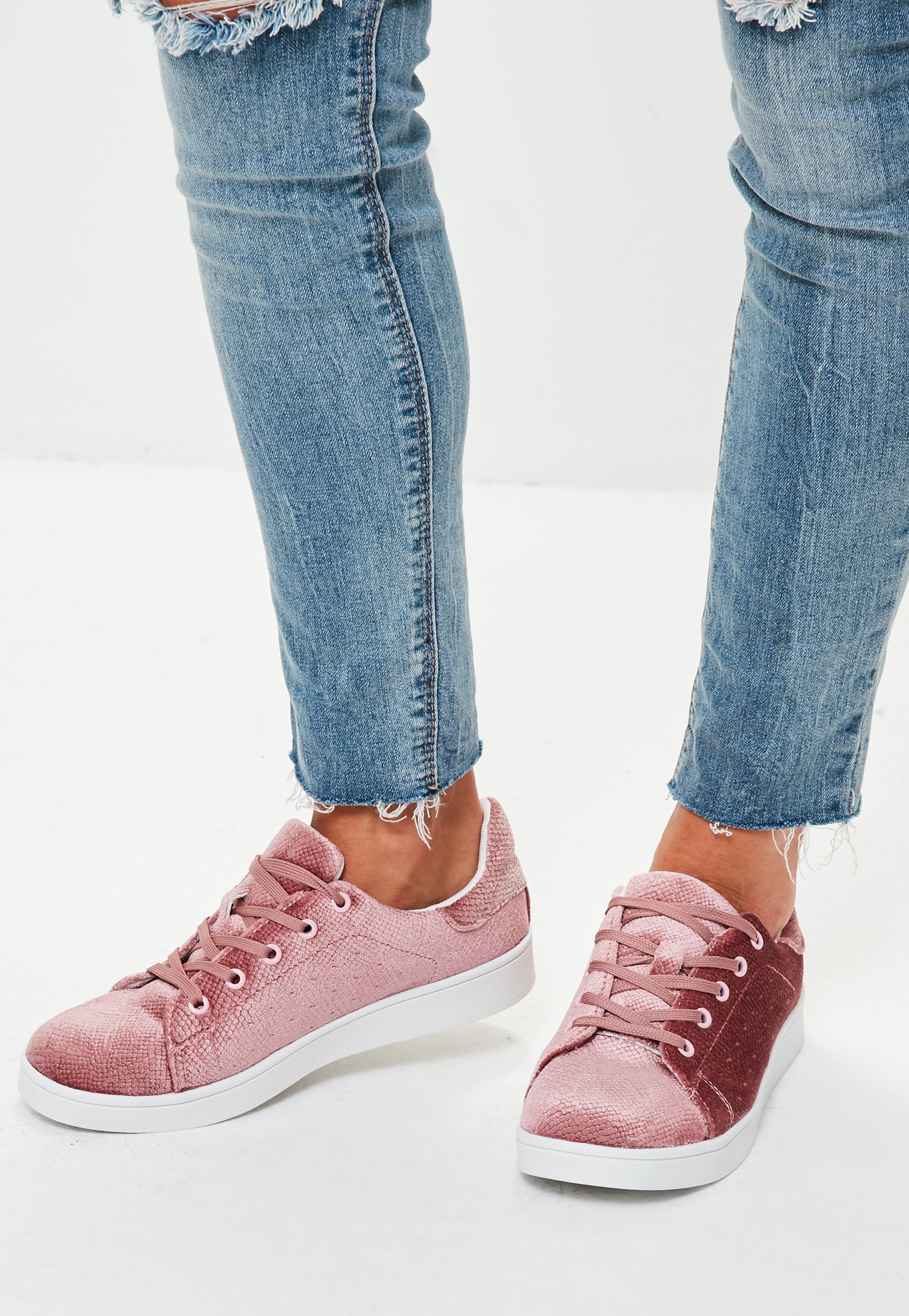 pink velvet trainers